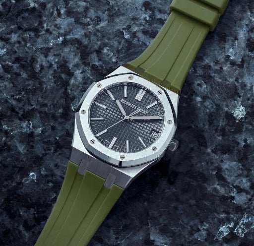 Kautschuk Armband - für alle Audemars Piguet Royal Oak 41mm - Olivgrün - Helvetus DE