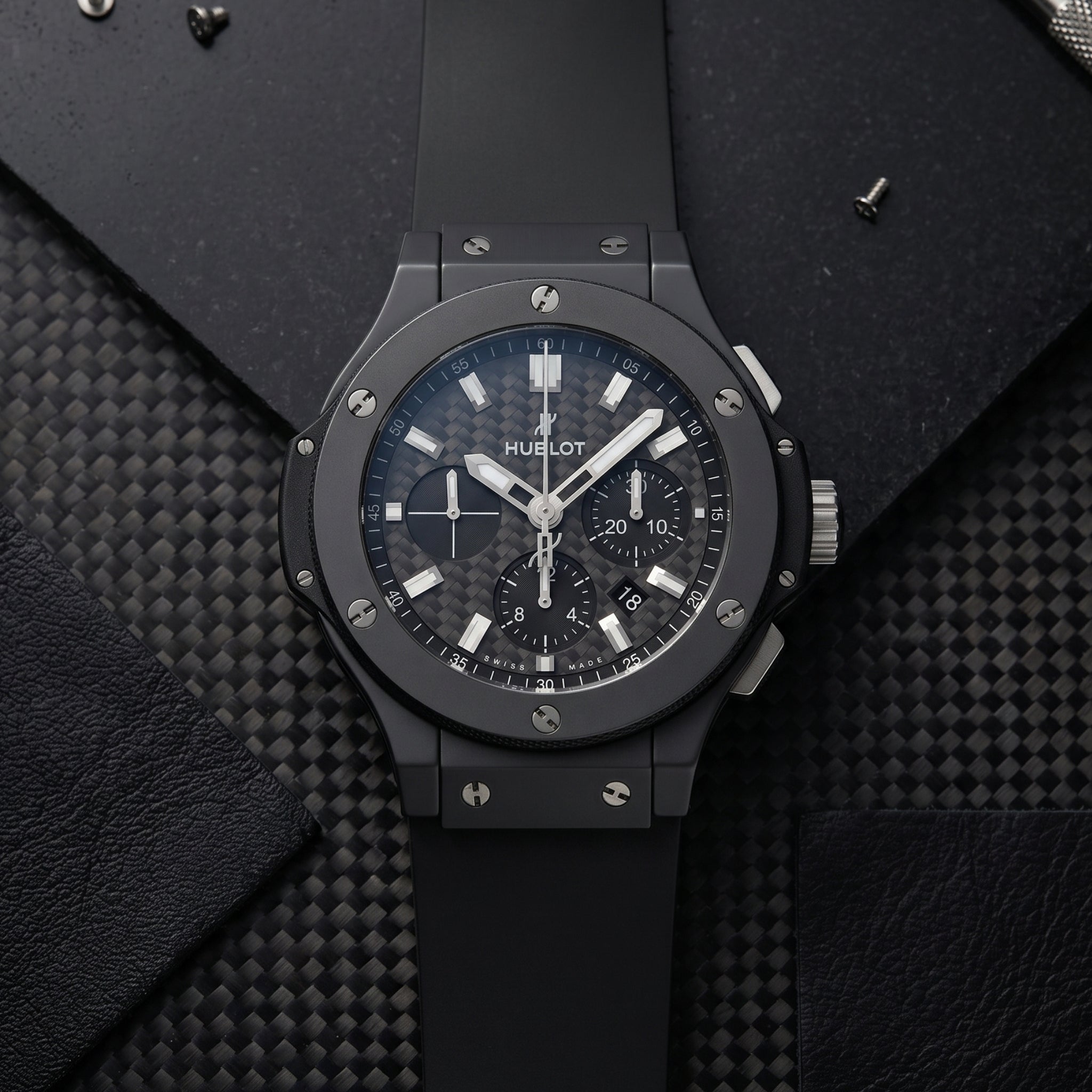 Kautschuk Armband – Für Hublot Big Bang 44mm – Schwarz - Helvetus