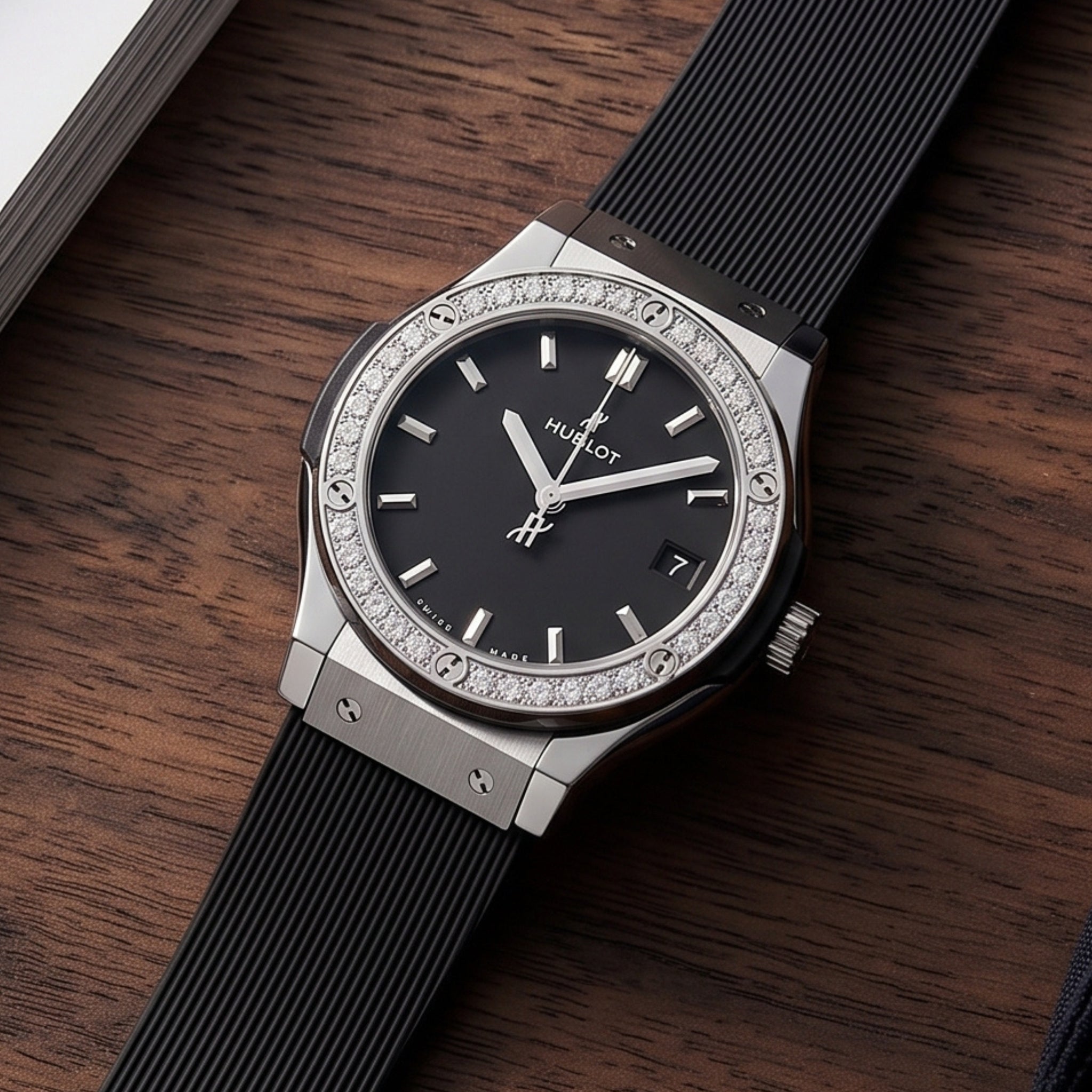 Kautschuk Armband – Für Hublot Damen Modell – Schwarz - Helvetus