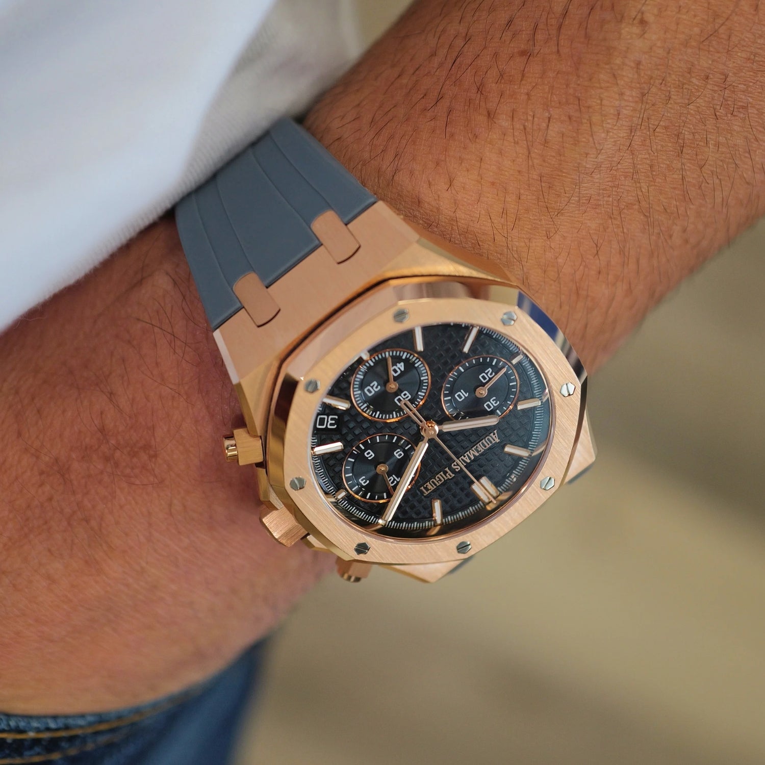 Kautschuk Armband - für alle Audemars Piguet Royal Oak 41mm - Grau - Helvetus DE