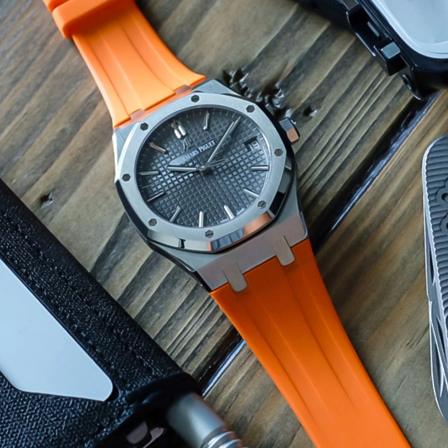 Kautschuk Armband - für alle Audemars Piguet Royal Oak 41mm - Orange - Helvetus DE