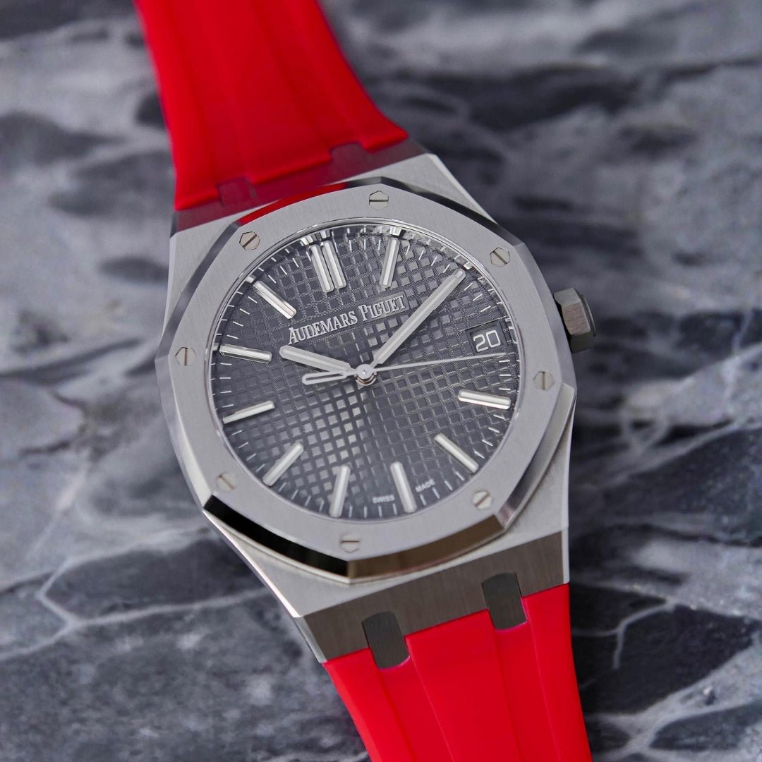 Kautschuk Armband - für alle Audemars Piguet Royal Oak 41mm - Rot - Helvetus DE