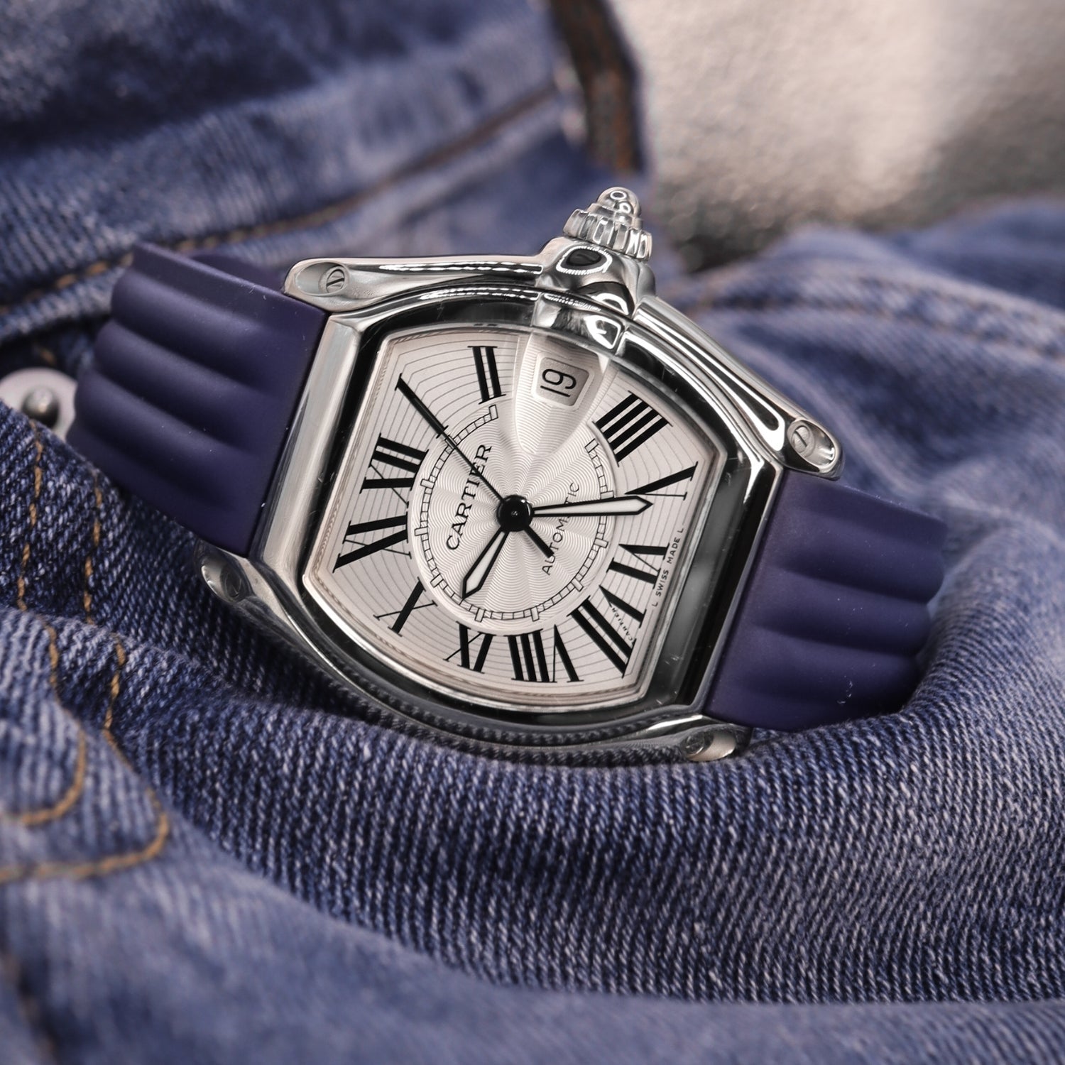 Kautschuk Armband - für Cartier Roadster - Dunkel Blau - Helvetus DE