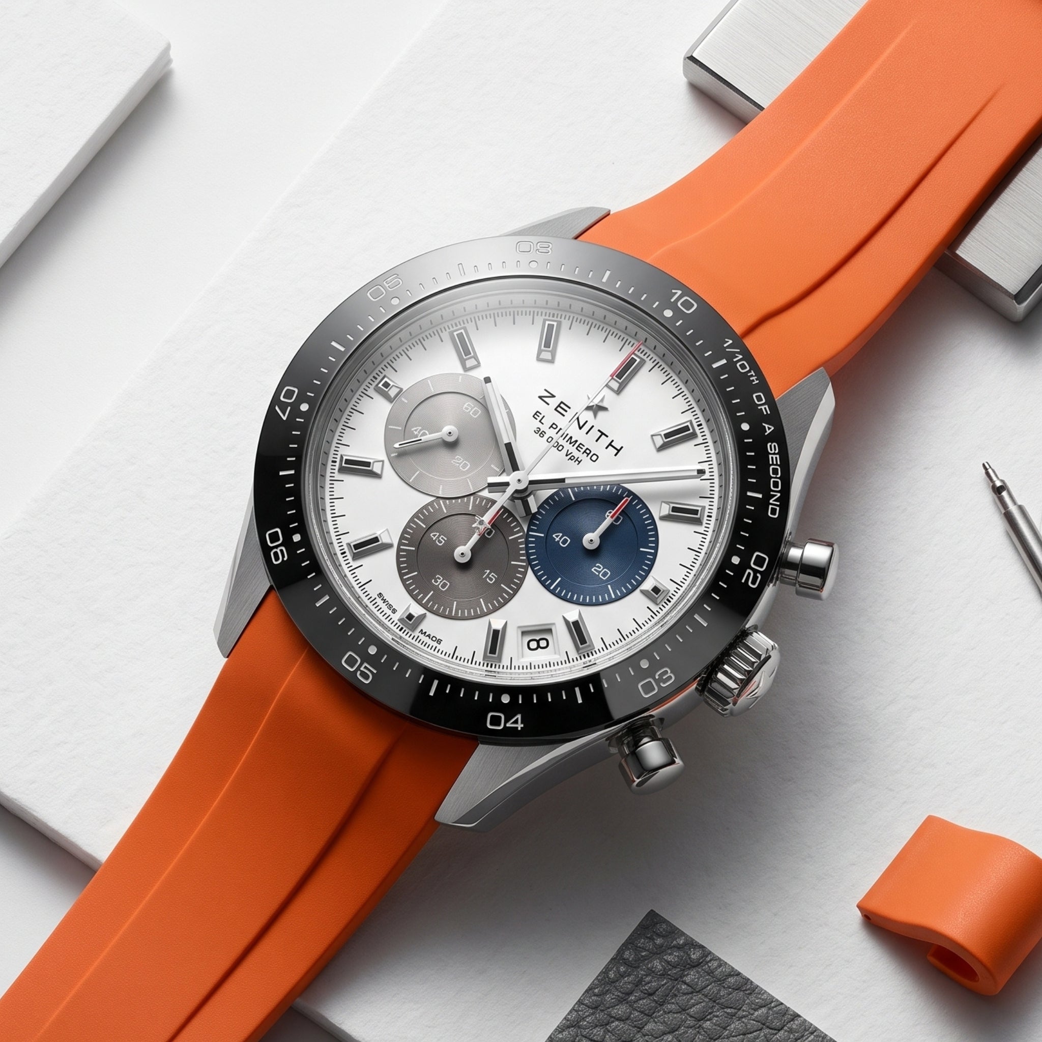 Kautschukarmband für alle Zenith Chronomaster Modelle – Orange - Helvetus