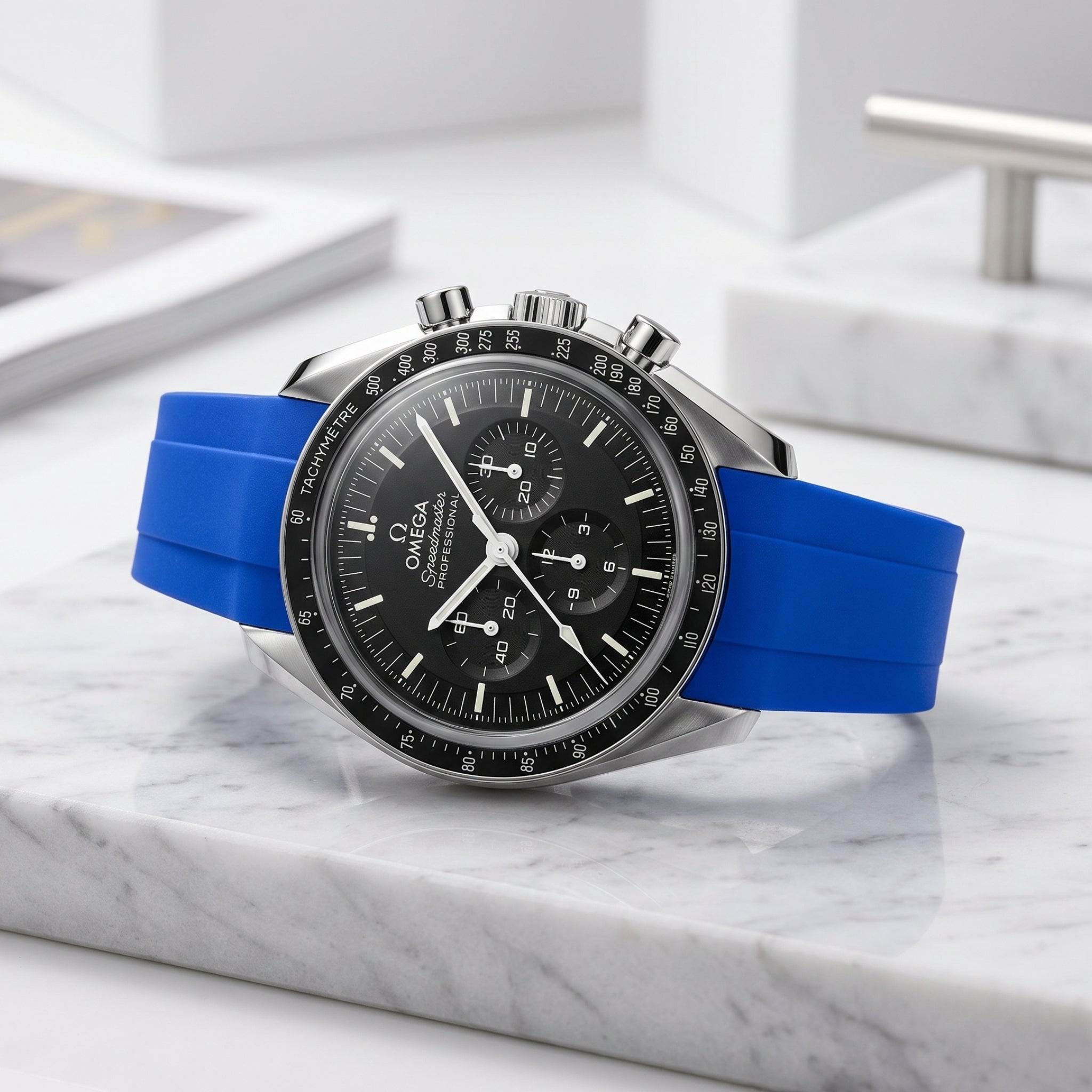 Kautschukarmband – Für Omega Speedmaster – Blau - Helvetus
