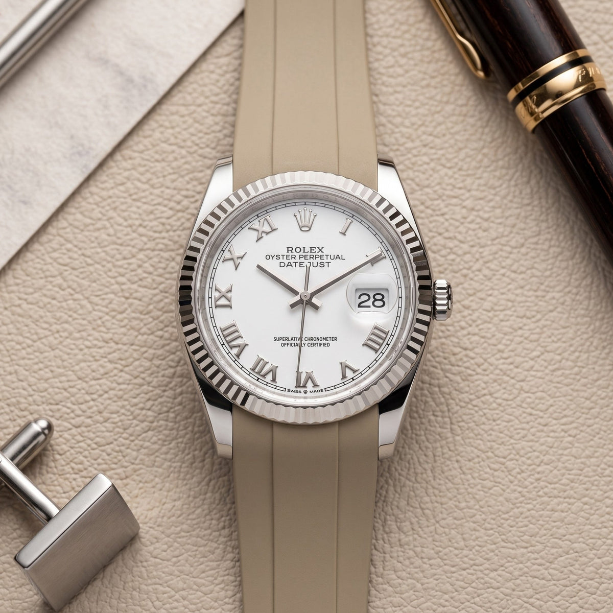 Kautschukarmband für Rolex Datejust 36 – Beige - Helvetus