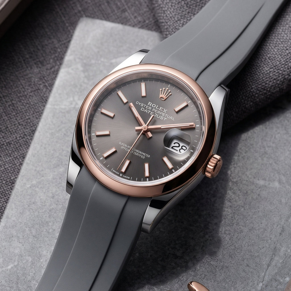 Kautschukarmband für Rolex Datejust 36 – Grau - Helvetus