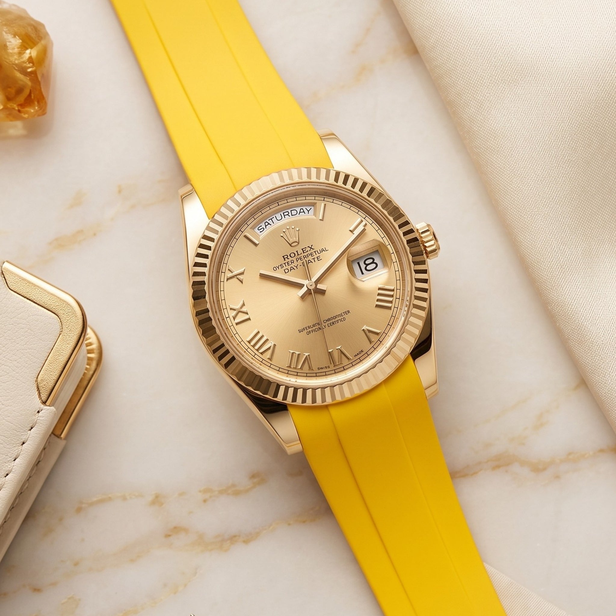 Kautschukarmband für Rolex Day-Date II 41mm – Gelb - Helvetus