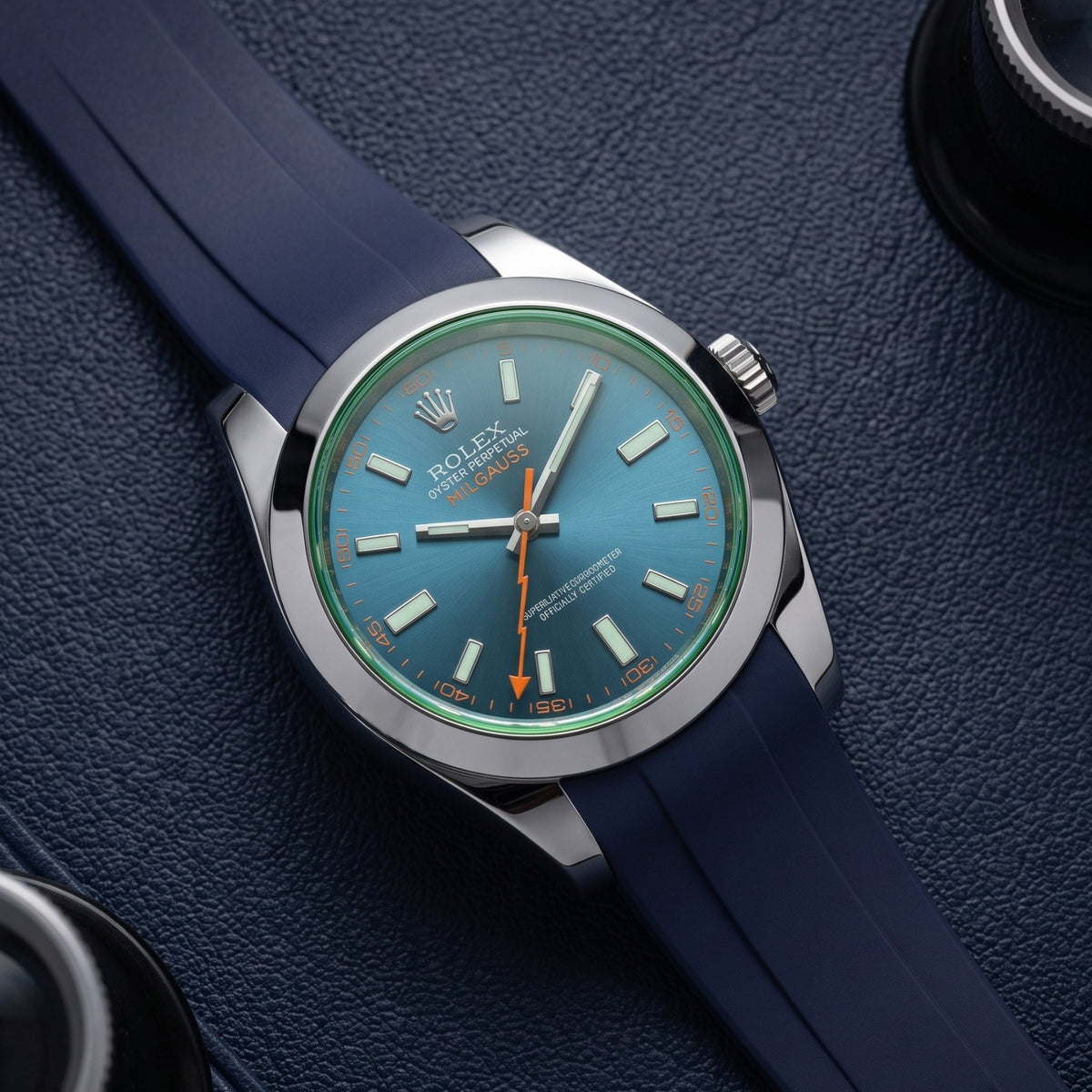 Kautschukarmband für Rolex Milgauss in Dunkel Blau - Helvetus