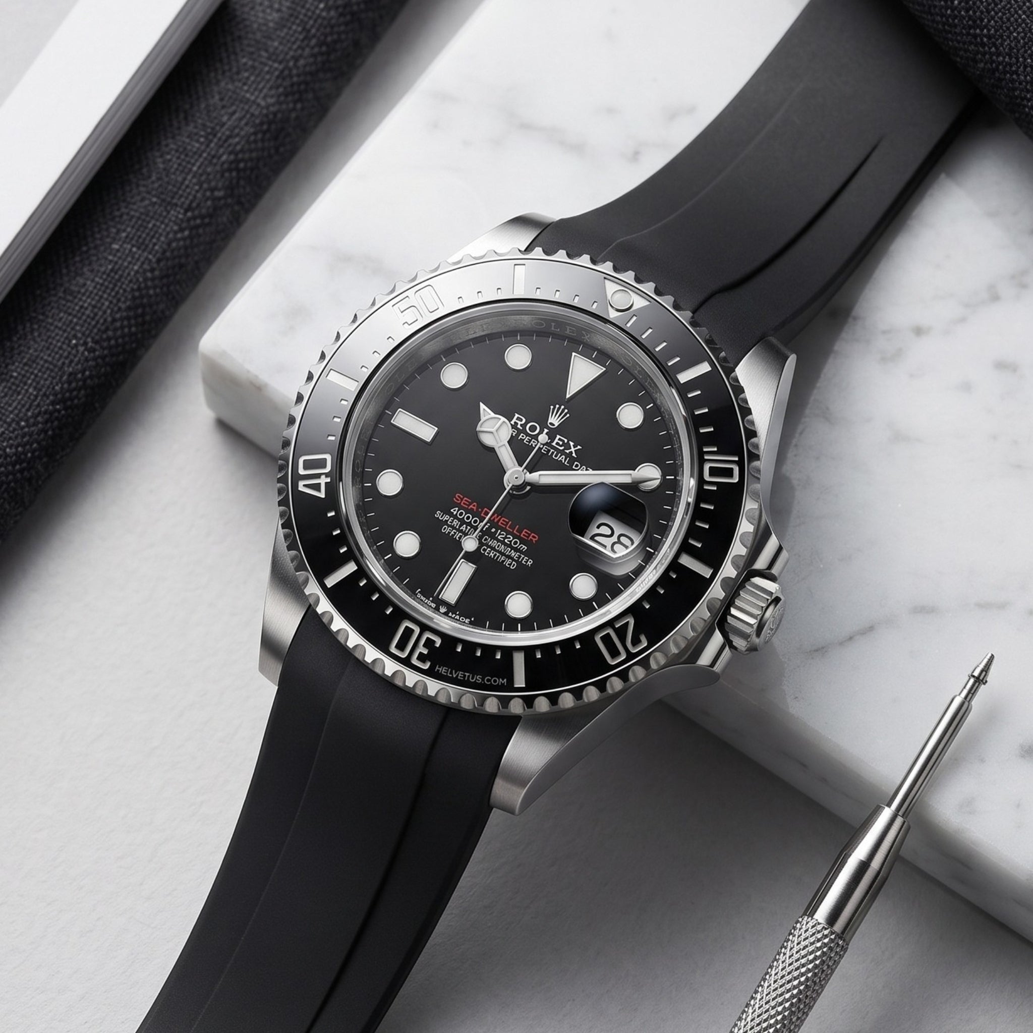 Kautschukarmband für Rolex Sea-Dweller – Schwarz - Helvetus