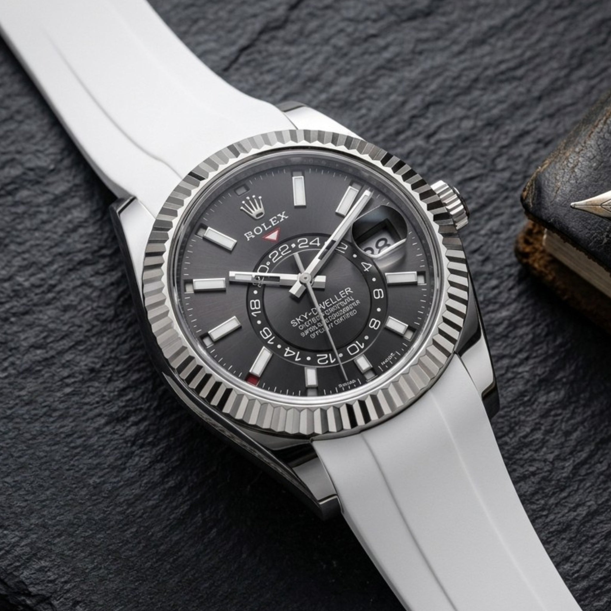 Kautschukarmband für Rolex Sky-Dweller – Weiss - Helvetus