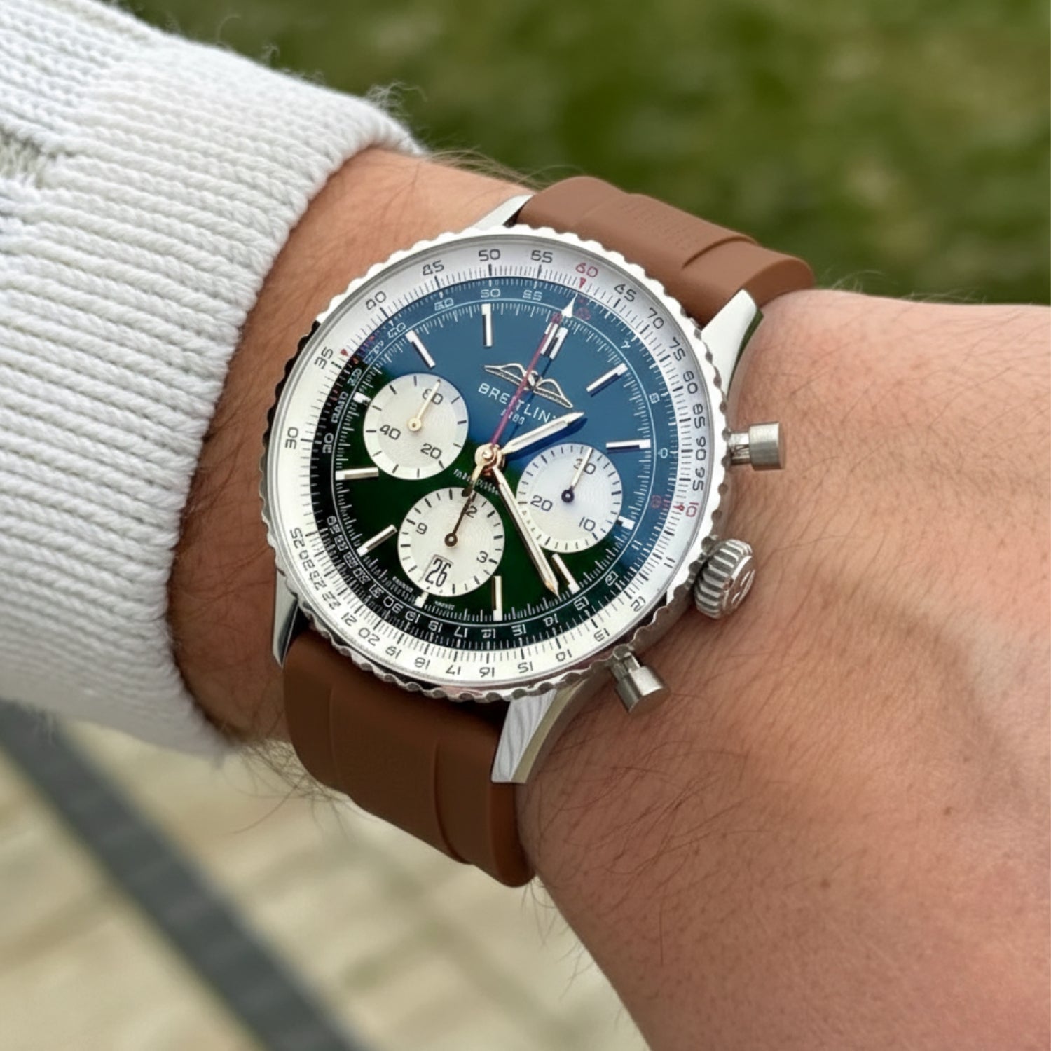 Kautschukarmband – Für alle Breitling Navitimer Modelle – Braun - Helvetus DE