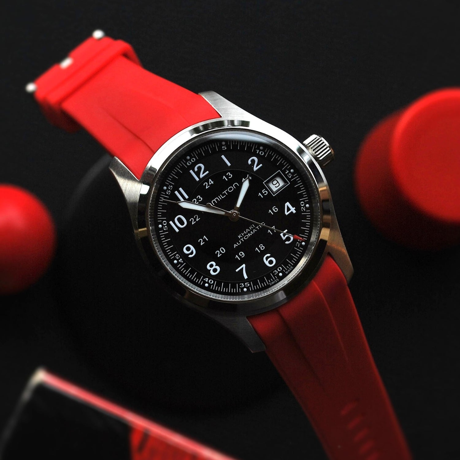 Kautschukarmband für Hamilton Khaki Field (38mm/40mm/42mm) - Rot - Helvetus DE