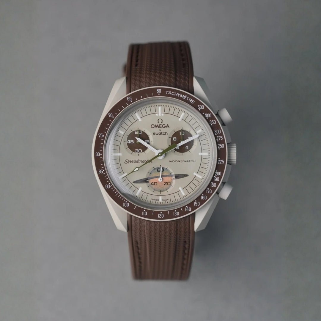 Kautschukarmband – Für Mission to Saturn | Omega X Swatch | MoonSwatch – Braun mit Braun - Helvetus DE