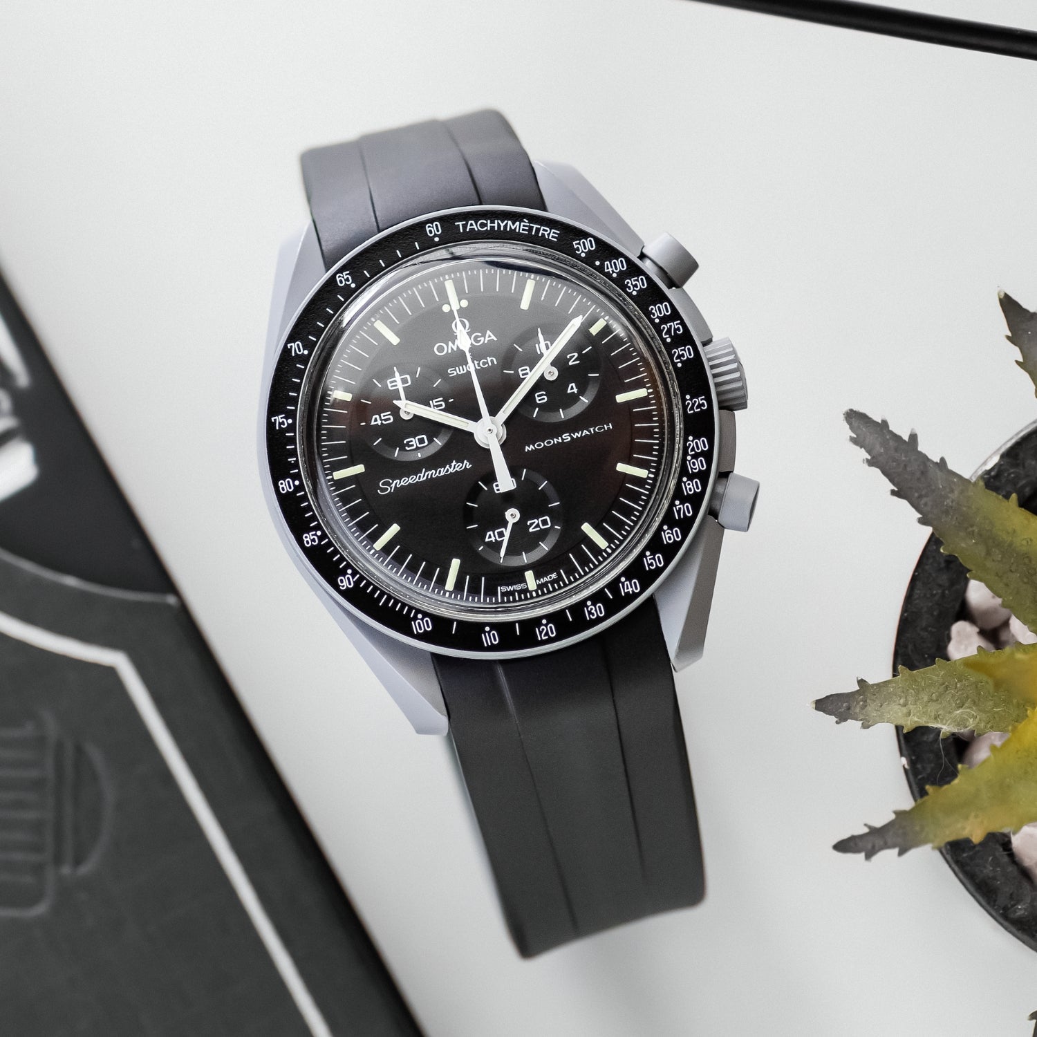 Kautschukarmband – Für Mission to the Moon | Omega X Swatch | MoonSwatch – Schwarz - Helvetus DE