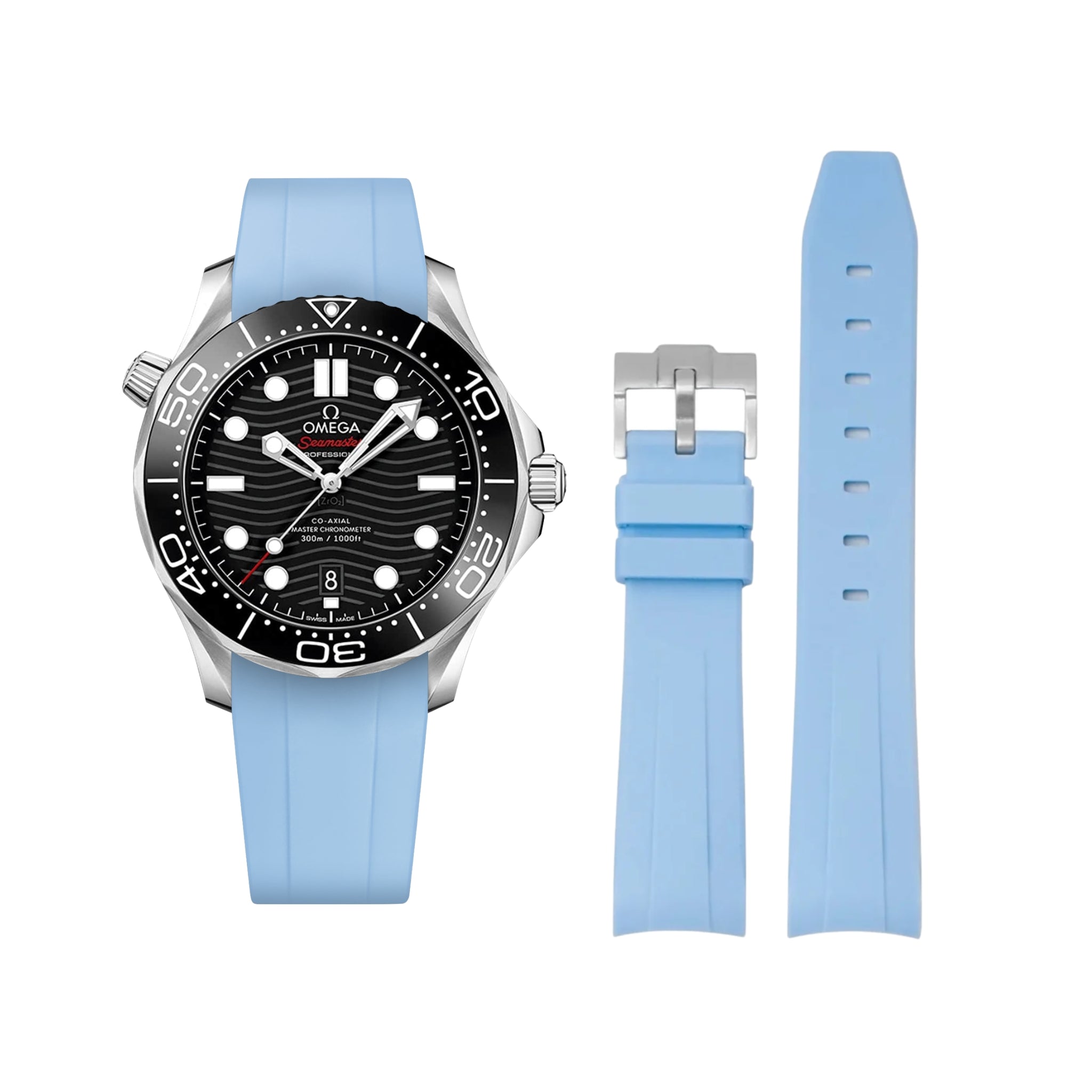 Kautschukarmband – Für Omega Seamaster 300 – Baby Blau - Helvetus DE