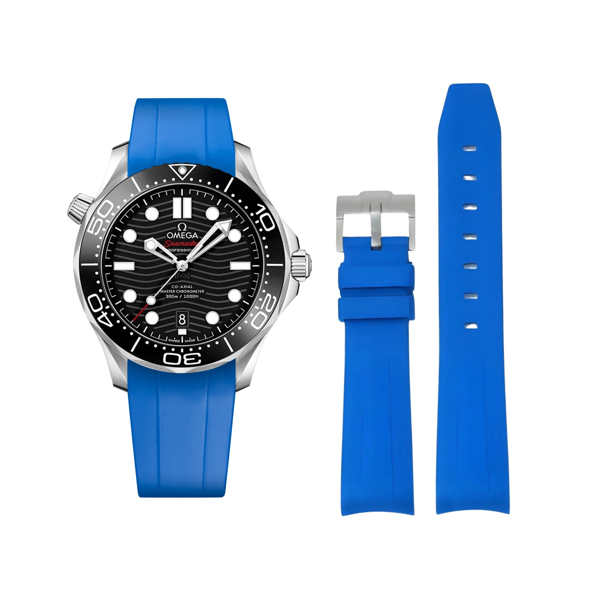 Kautschukarmband – Für Omega Seamaster 300 – Blau - Helvetus DE