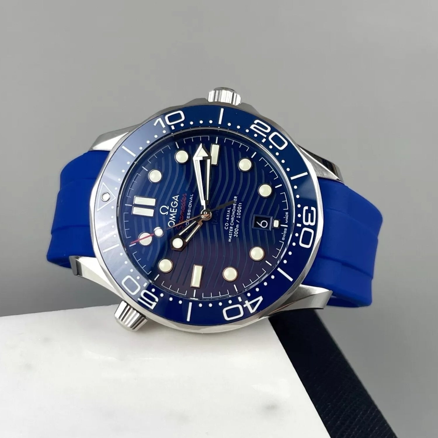 Kautschukarmband – Für Omega Seamaster 300 – Blau - Helvetus DE