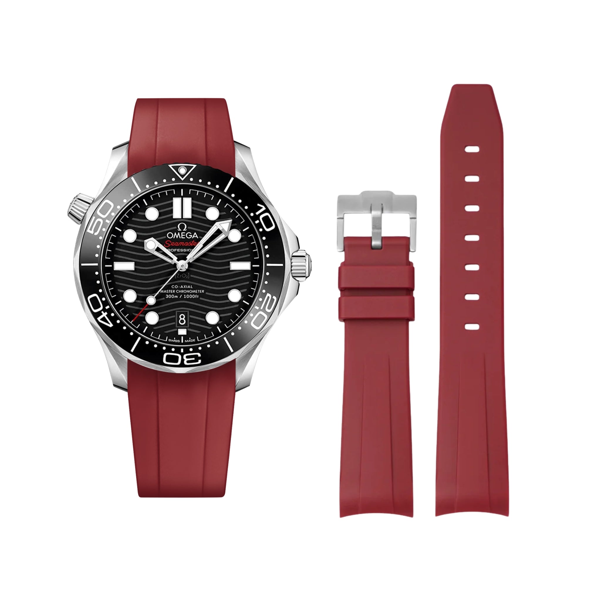 Kautschukarmband – Für Omega Seamaster 300 – Bordeaux - Helvetus DE