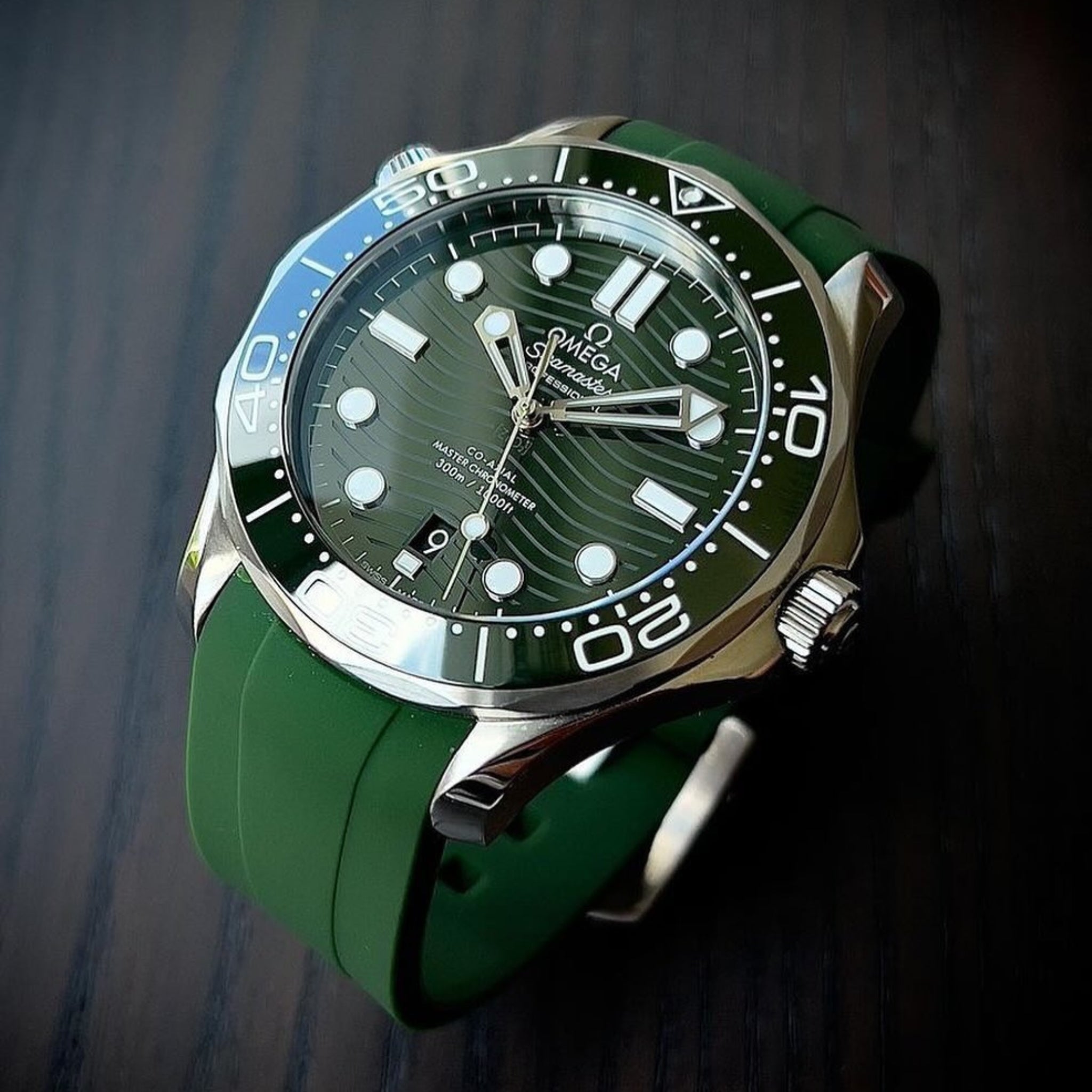 Kautschukarmband – Für Omega Seamaster 300 – Grün - Helvetus DE