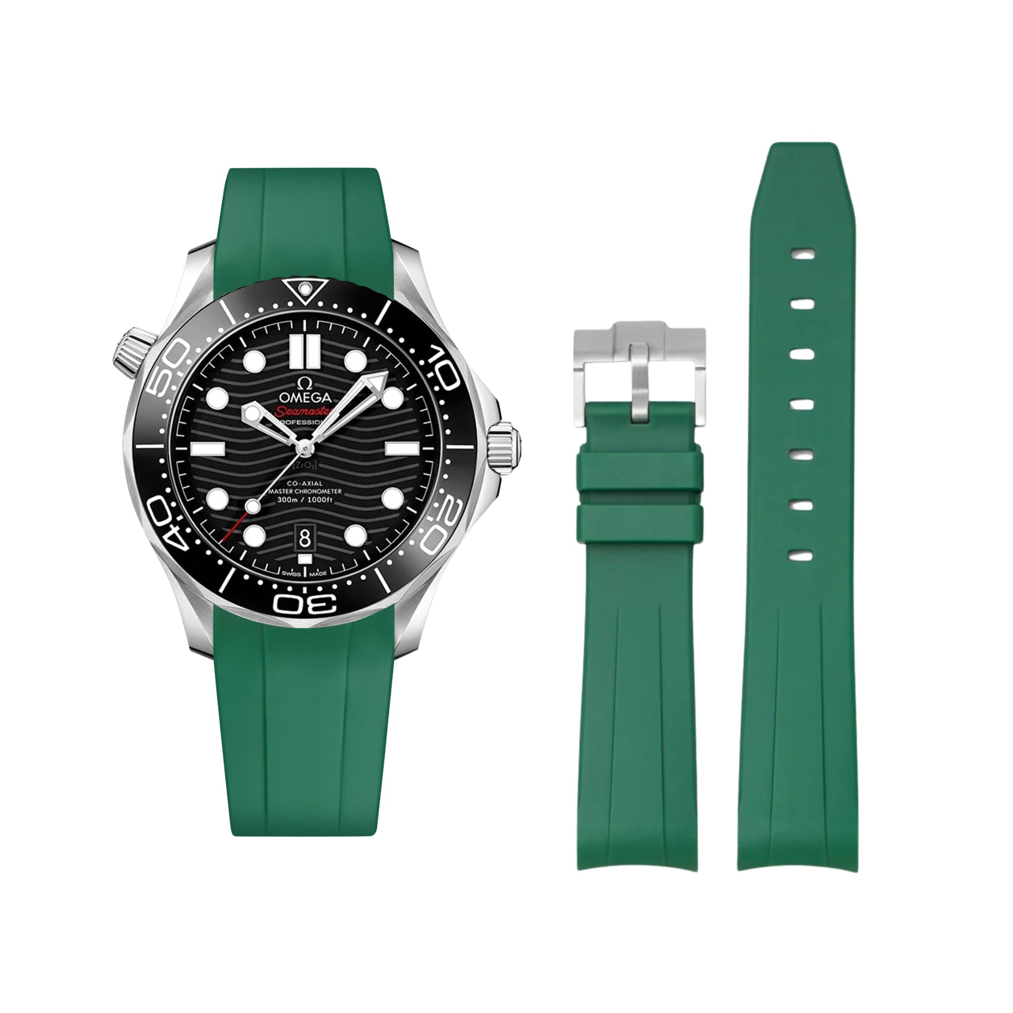 Kautschukarmband – Für Omega Seamaster 300 – Grün - Helvetus DE