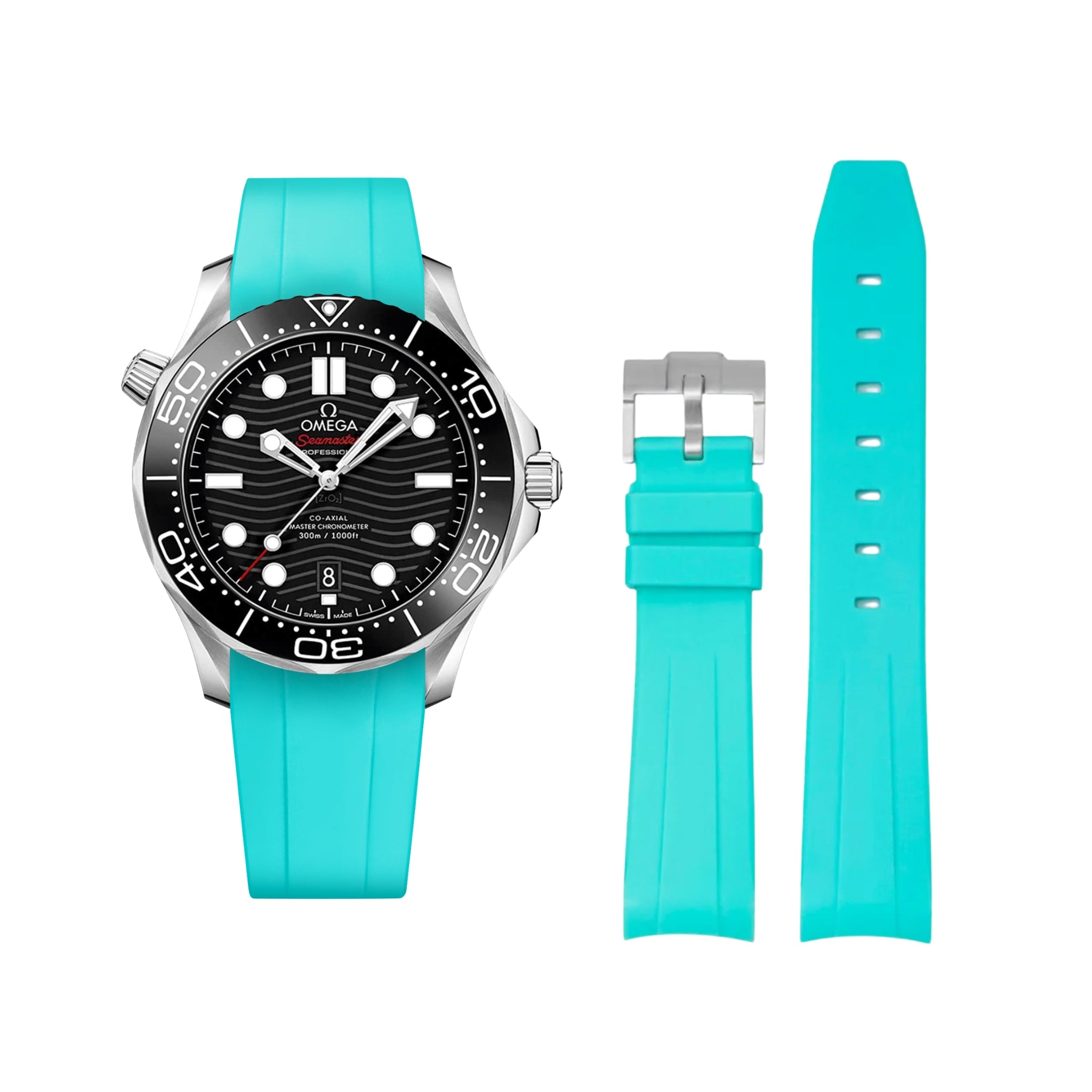 Kautschukarmband – Für Omega Seamaster 300 – Türkis - Helvetus DE