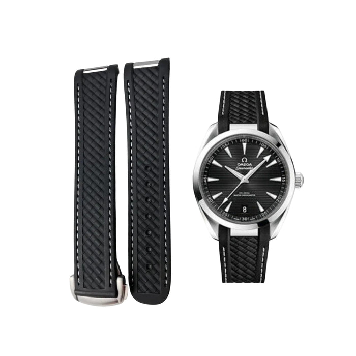 Kautschukarmband – Für Omega Seamaster Aqua Terra 300 / 150m – Schwarz/Weiß - Helvetus DE