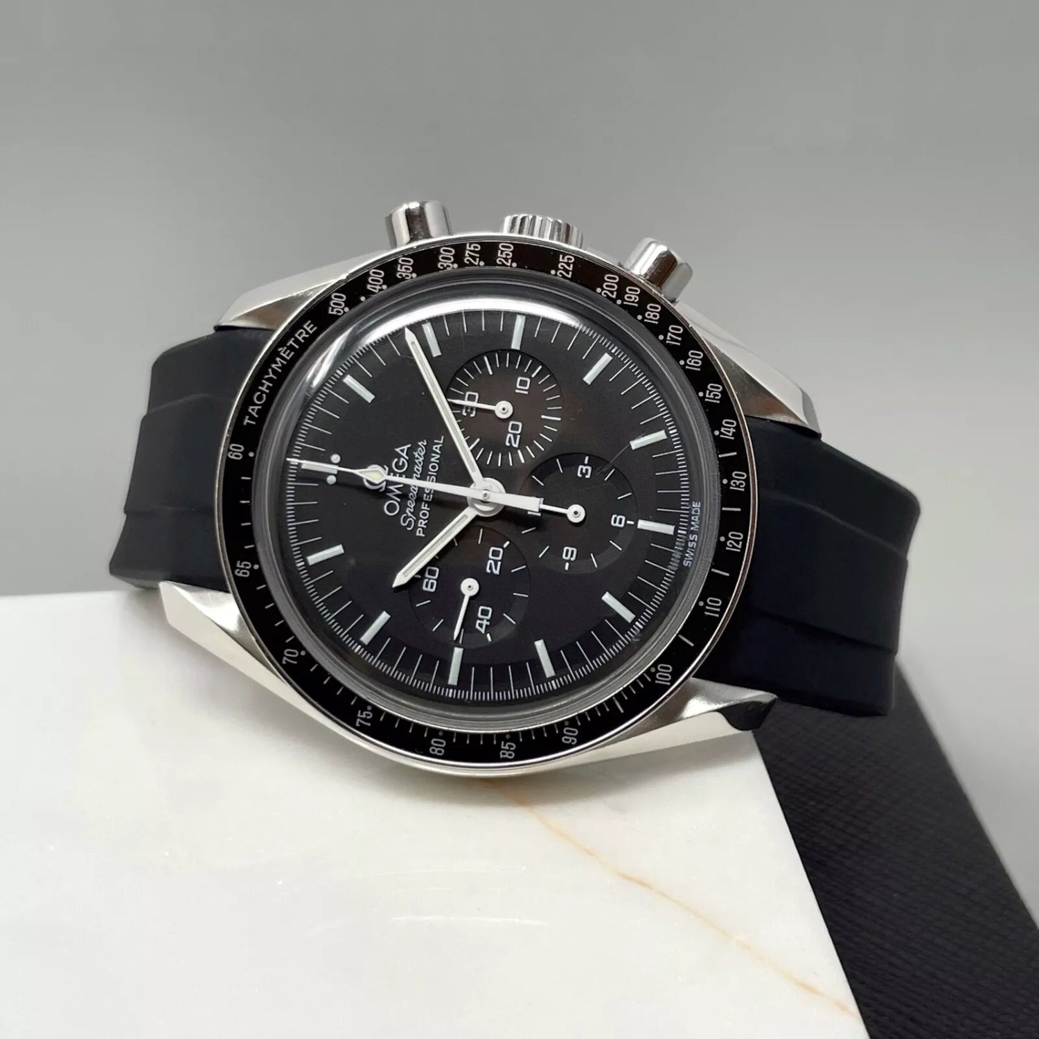 Kautschukarmband – Für Omega Speedmaster – Schwarz - Helvetus DE