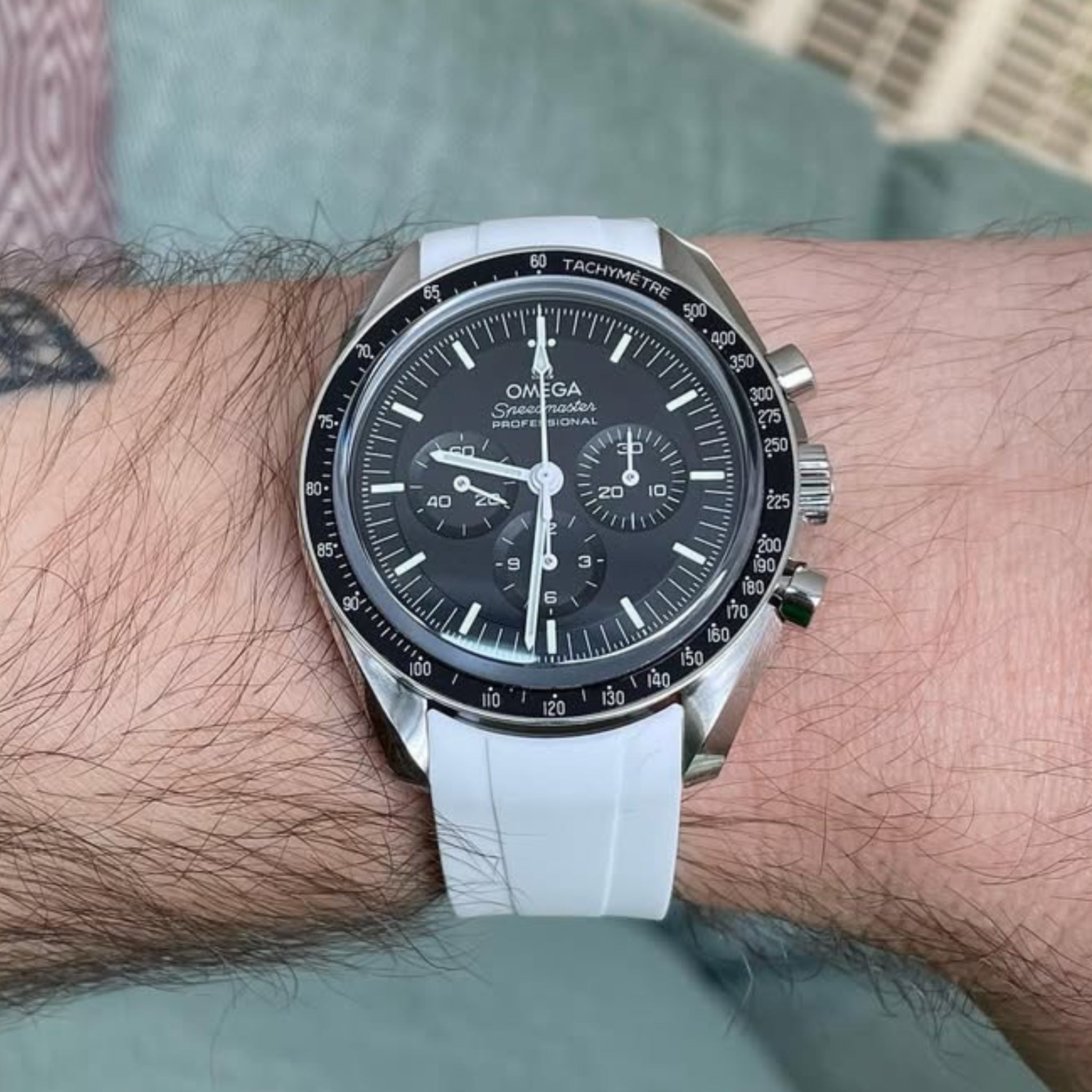 Kautschukarmband – Für Omega Speedmaster – Weiss - Helvetus DE