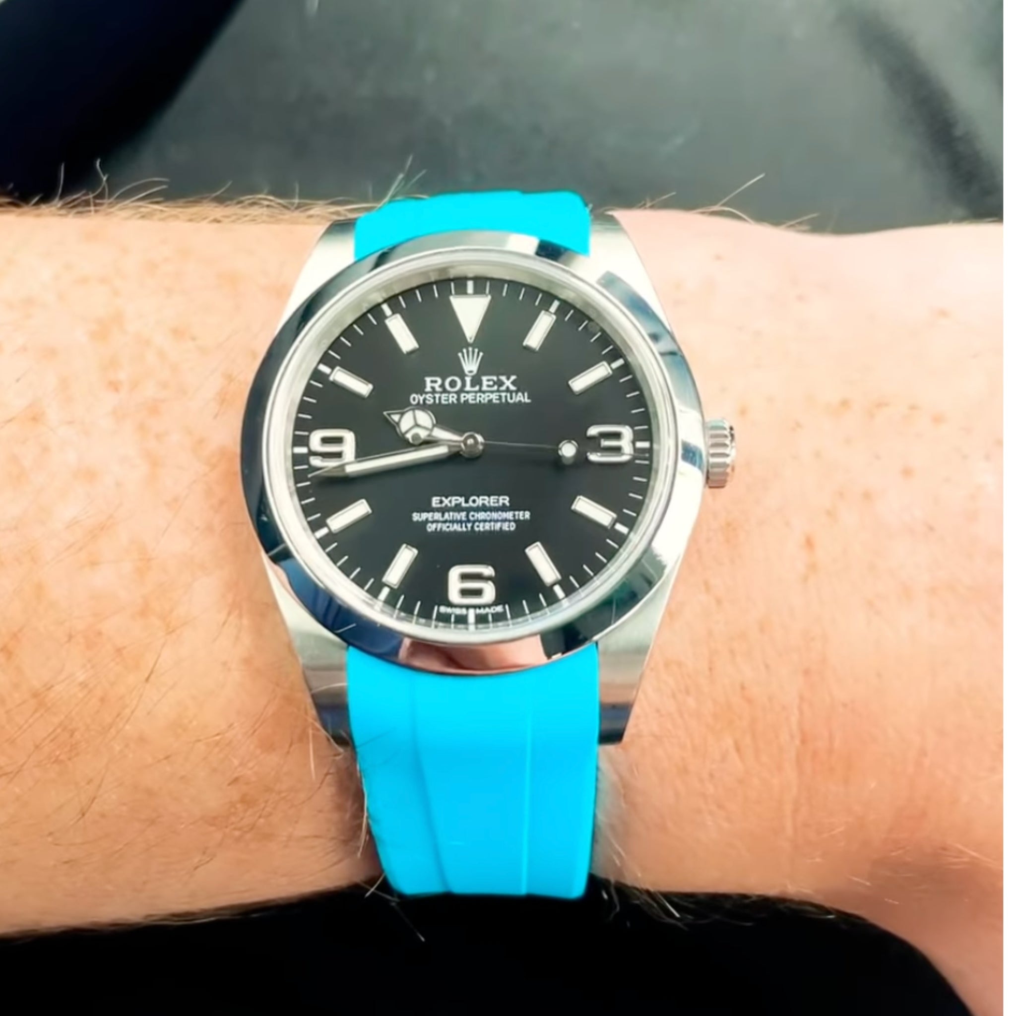 Kautschukarmband für Rolex Explorer I – Hell Blau - Helvetus DE