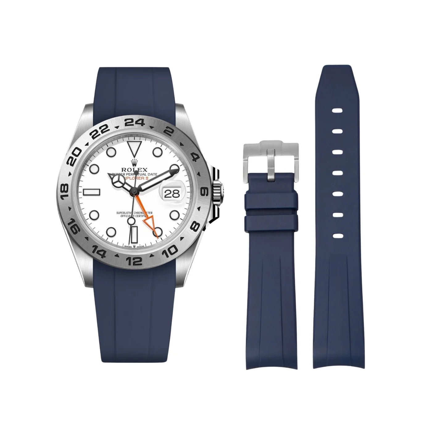 Kautschukarmband für Rolex Explorer II – Dunkel Blau - Helvetus DE
