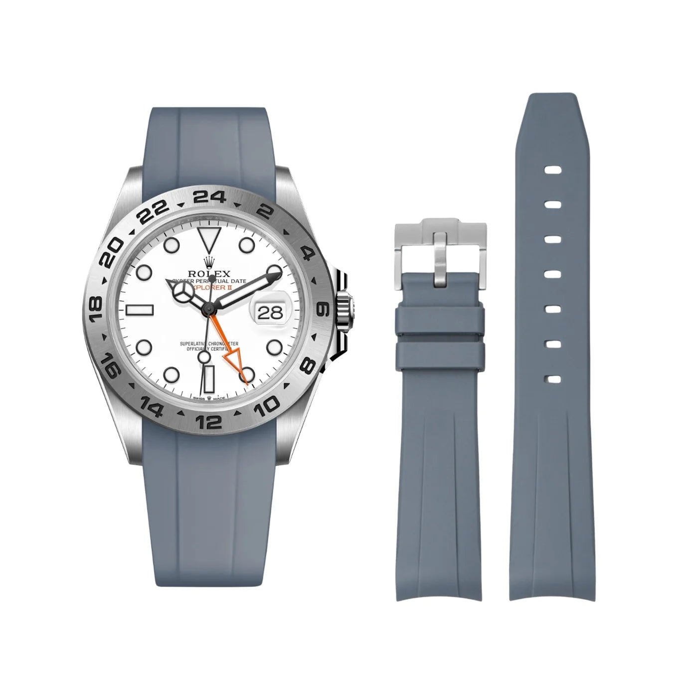 Kautschukarmband für Rolex Explorer II – Grau - Helvetus DE