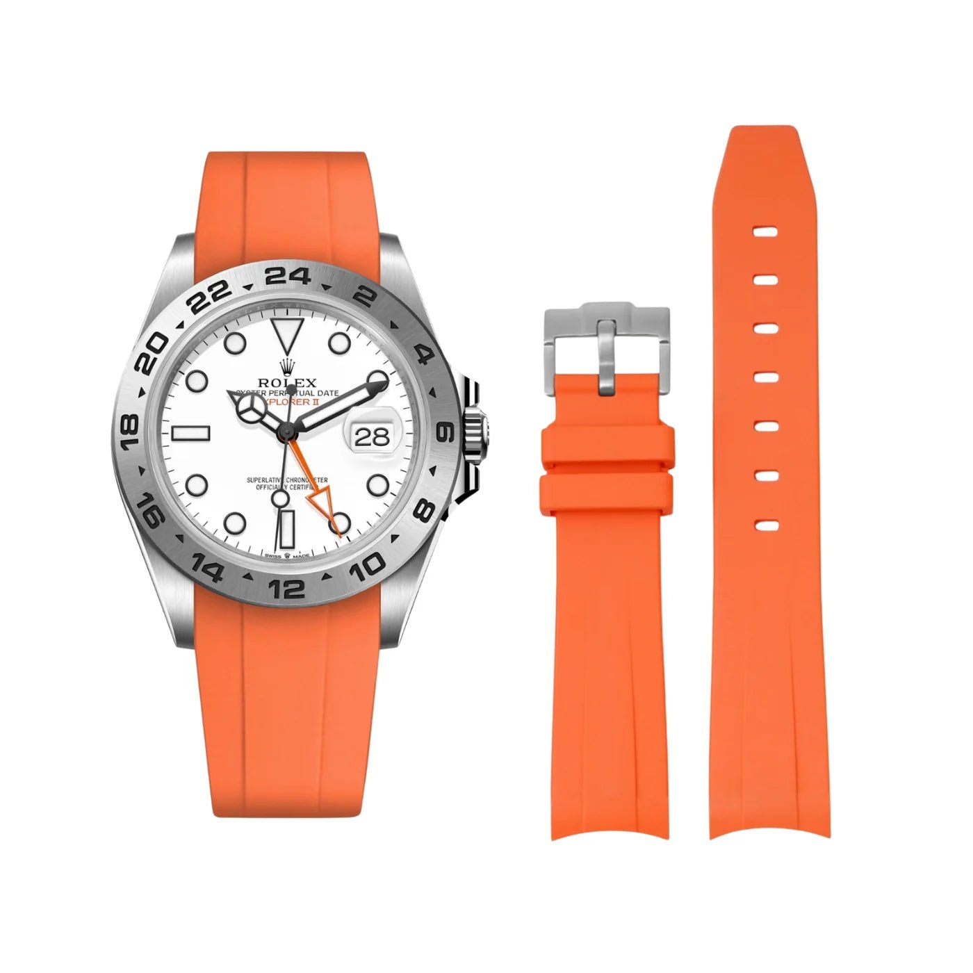 Kautschukarmband für Rolex Explorer II – Orange - Helvetus DE