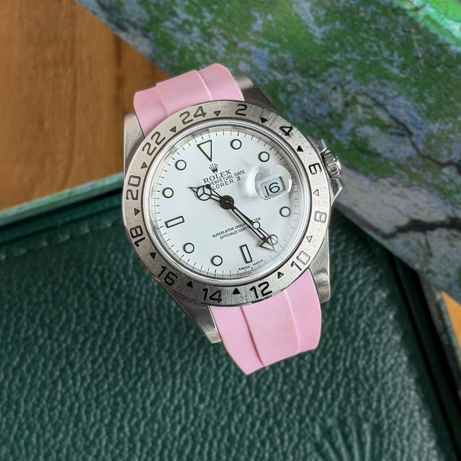 Kautschukarmband für Rolex Explorer II – Pink - Helvetus DE