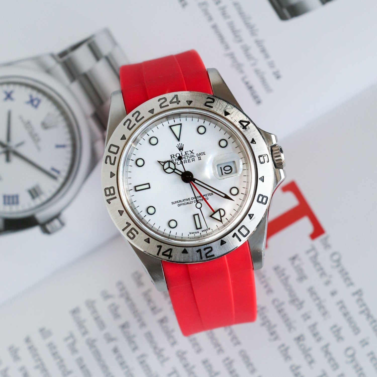 Kautschukarmband für Rolex Explorer II – Rot - Helvetus DE