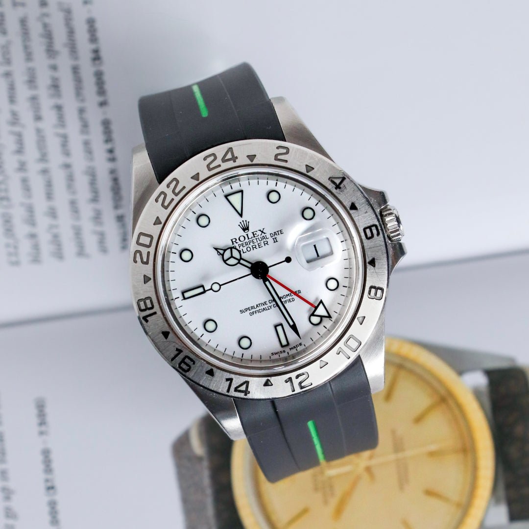 Kautschukarmband für Rolex Explorer II – Schwarz/Grün | LuxLine® - Helvetus DE