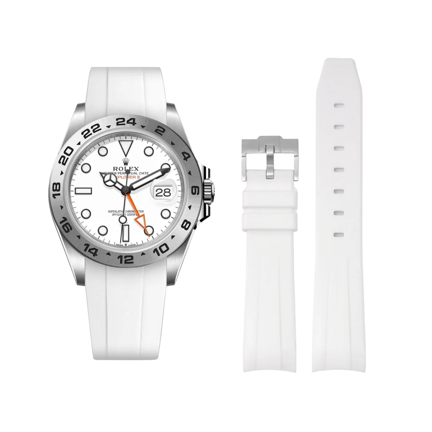 Kautschukarmband für Rolex Explorer II – Weiss - Helvetus DE