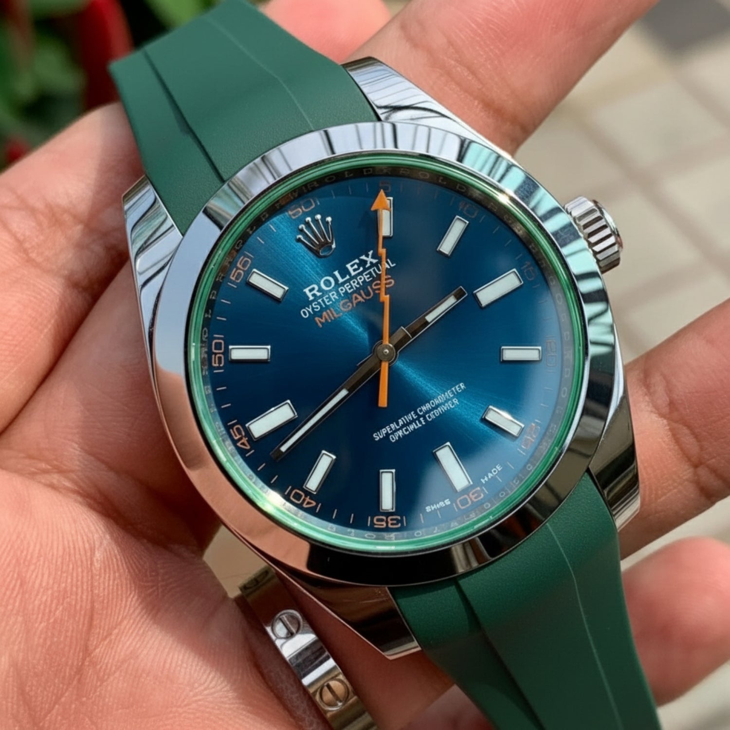 Kautschukarmband für Rolex Milgauss in Grün - Helvetus DE