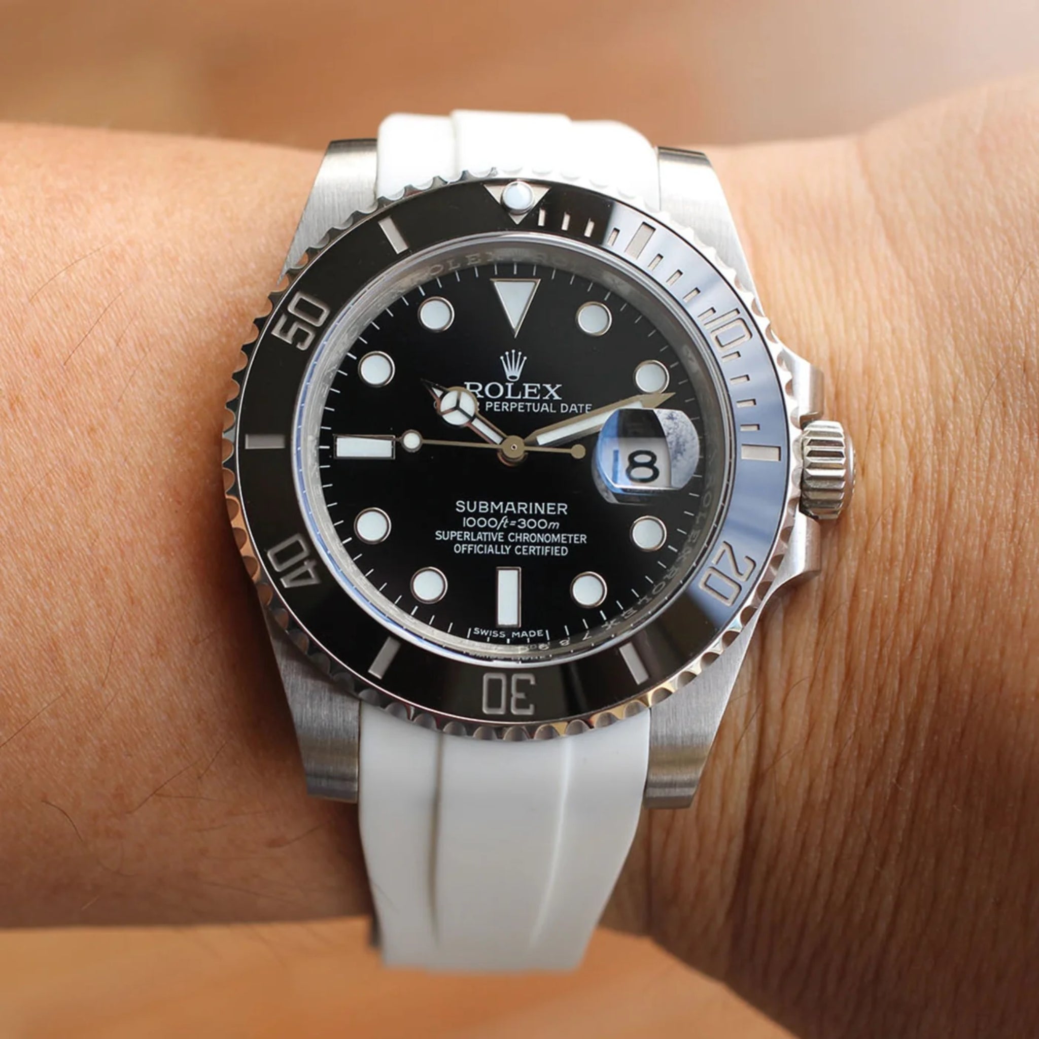 Kautschukarmband – für Rolex Submariner – Weiss - Helvetus DE