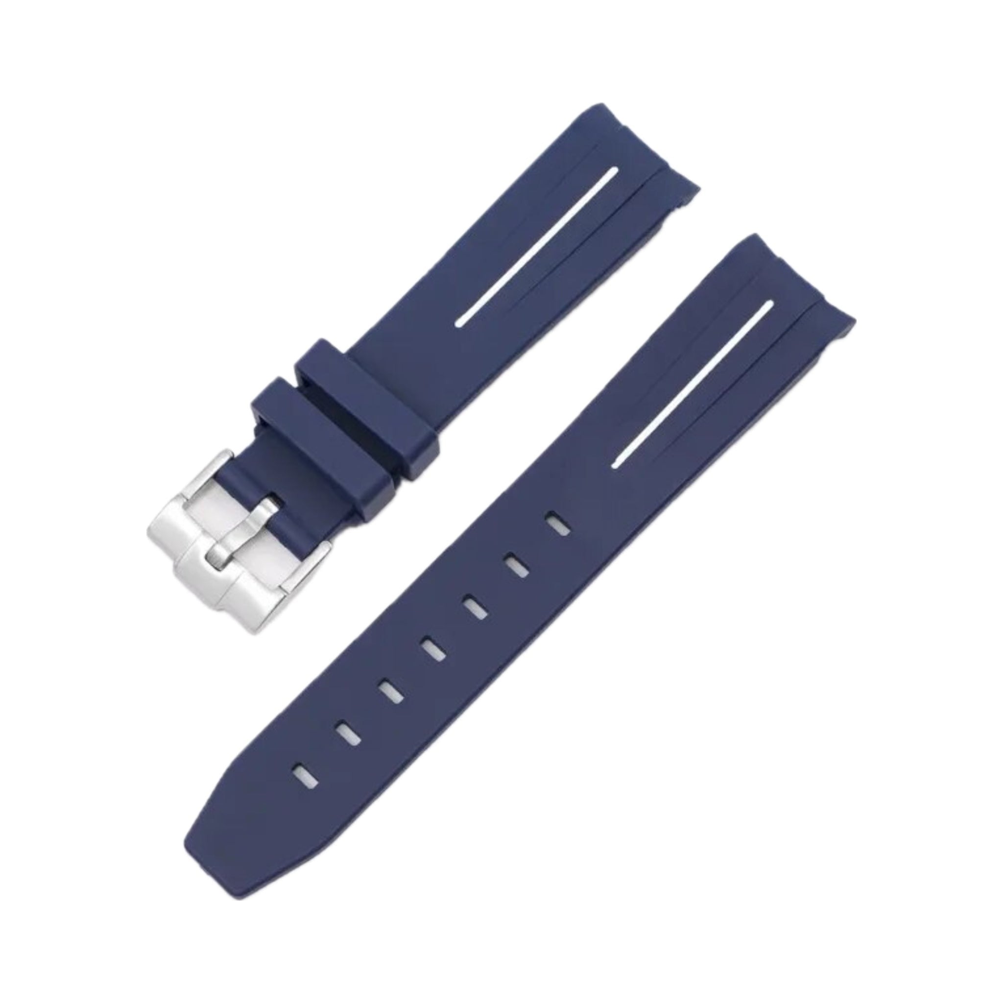 Kautschukarmband für Rolex Yacht - Master II 44mm - Dunkel Blau/Weiss Linie | LuxLine® - Helvetus DE