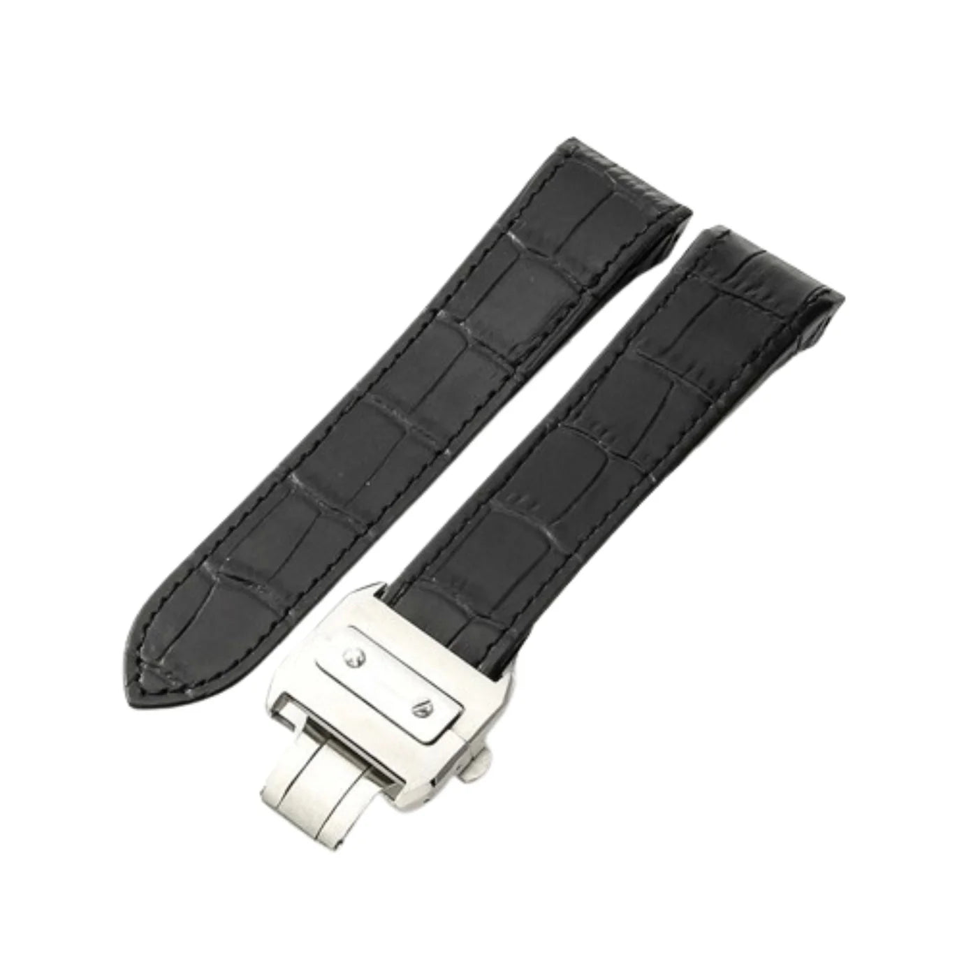 Leder Armband - für Cartier Santos 100 - Schwarz