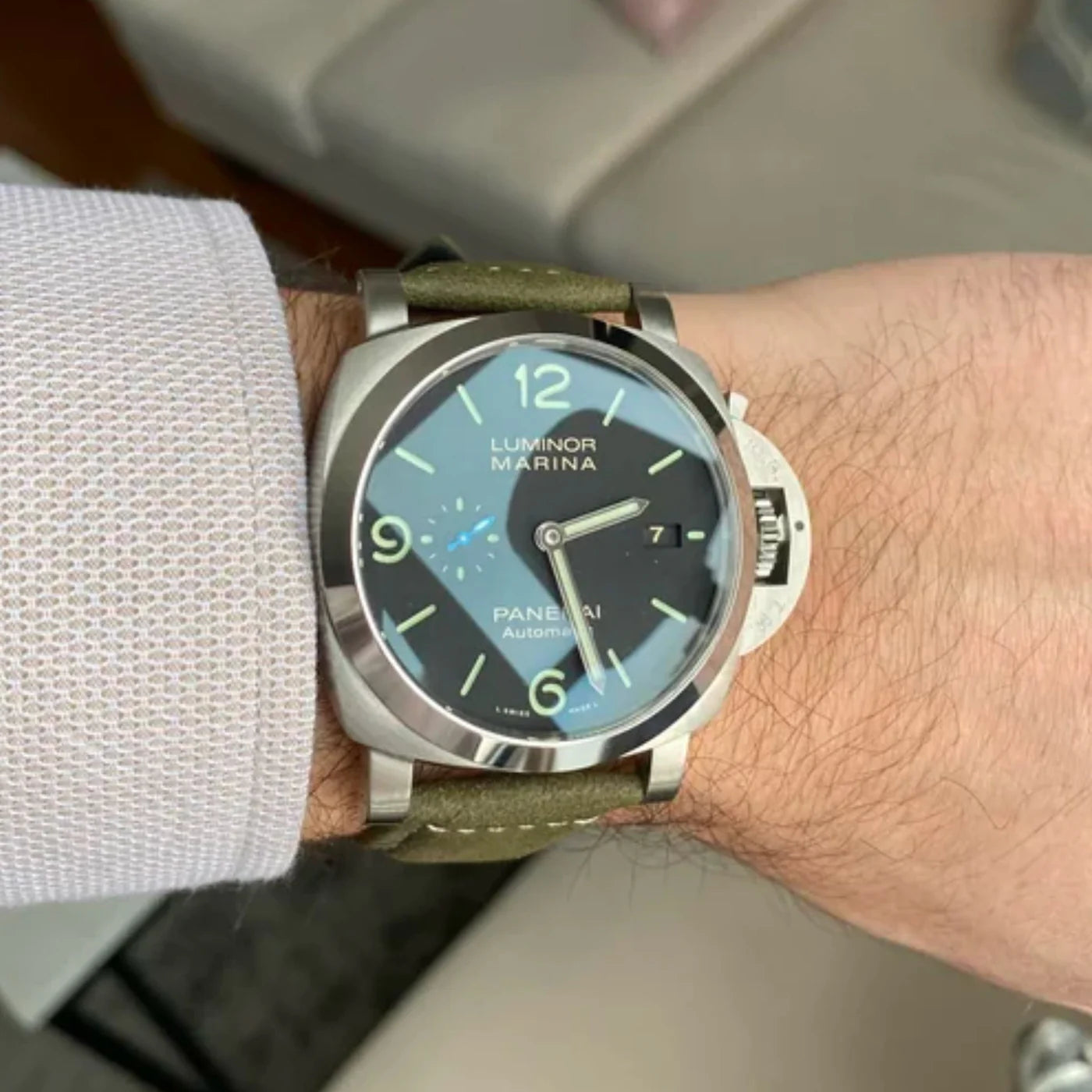 Leder Armband - Für Panerai - Oliven Grün