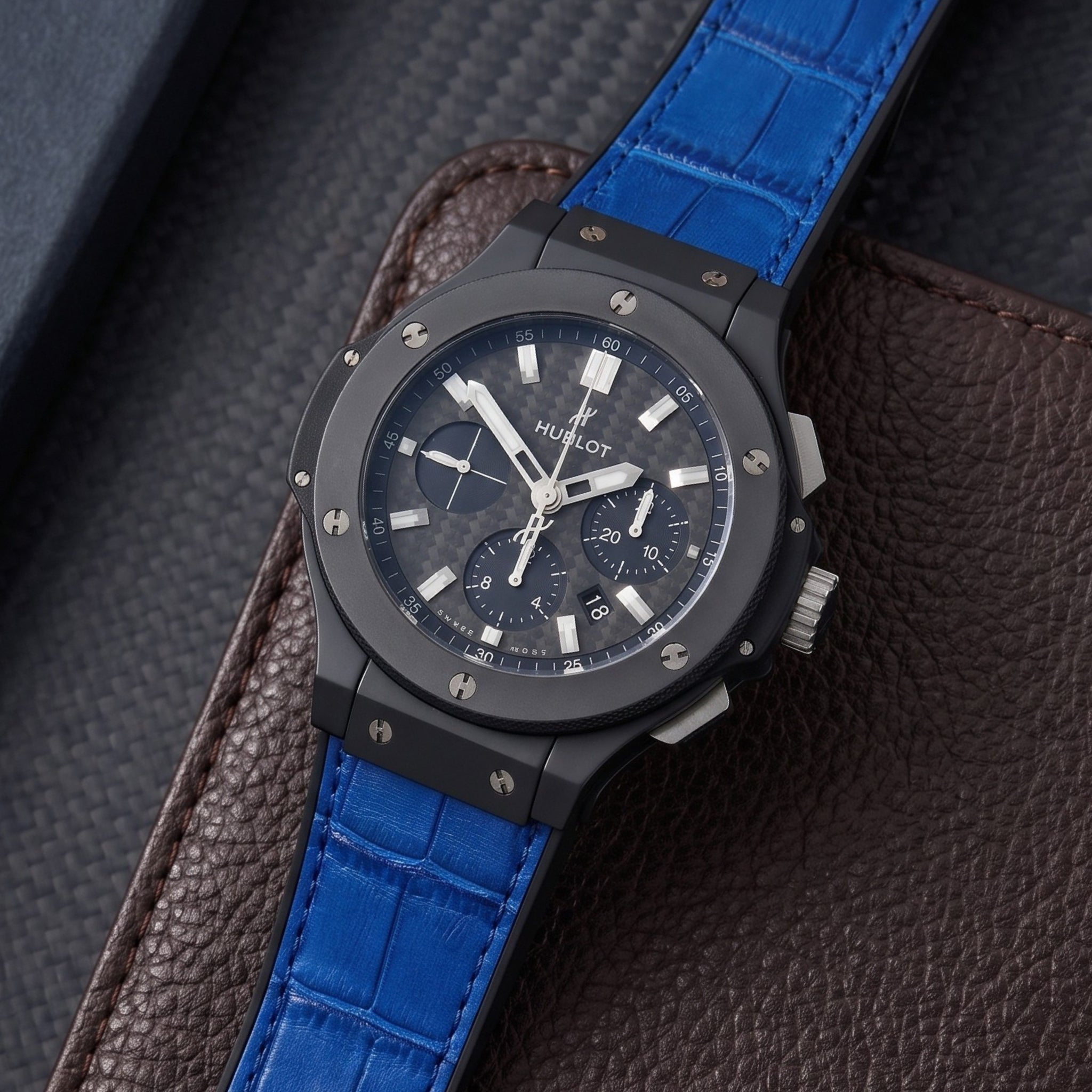 Leder Armband - Für Hublot Big Bang 44mm - Blau - Helvetus