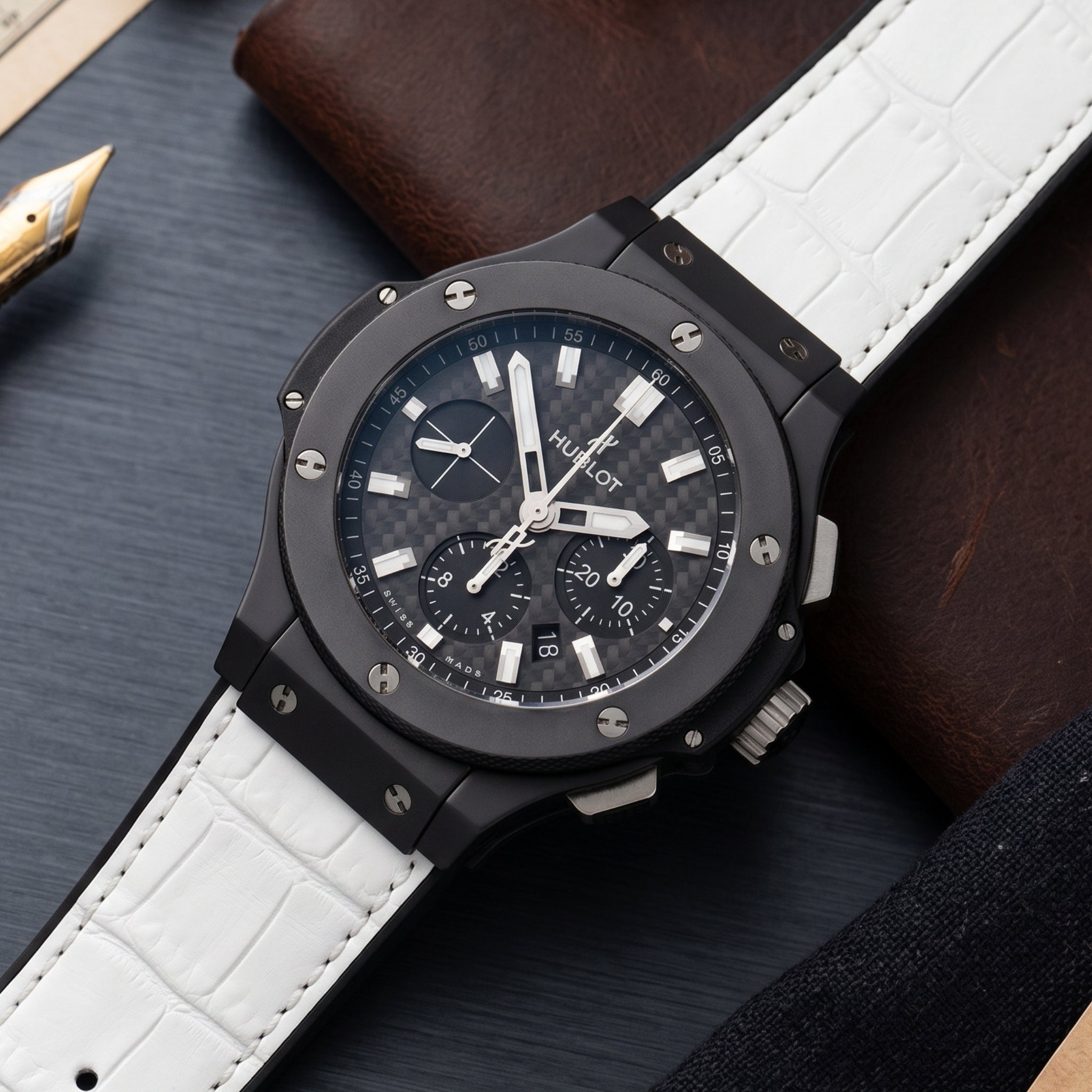 Leder Armband - Für Hublot Big Bang 44mm - Weiss - Helvetus