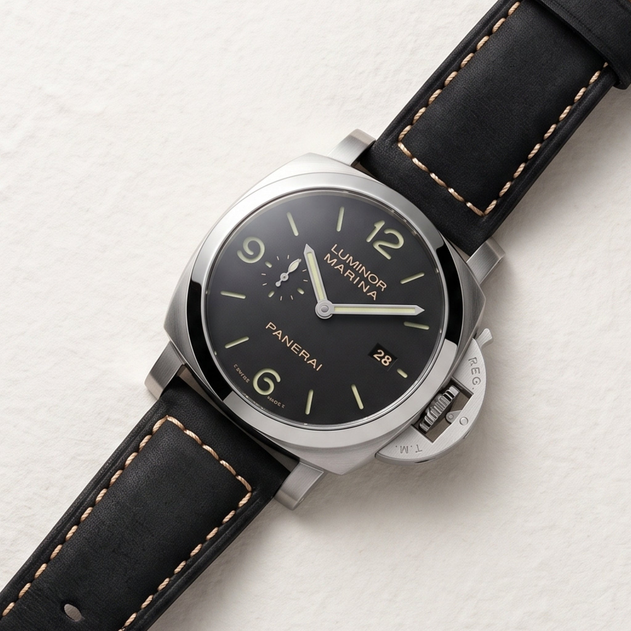 Leder Armband - Für Panerai - Leder Schwarz - Helvetus
