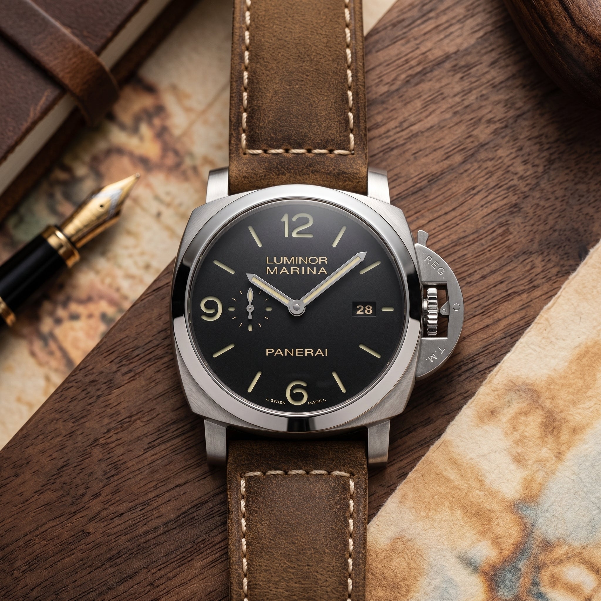Leder Armband - Für Panerai - Mocha Braun - Helvetus