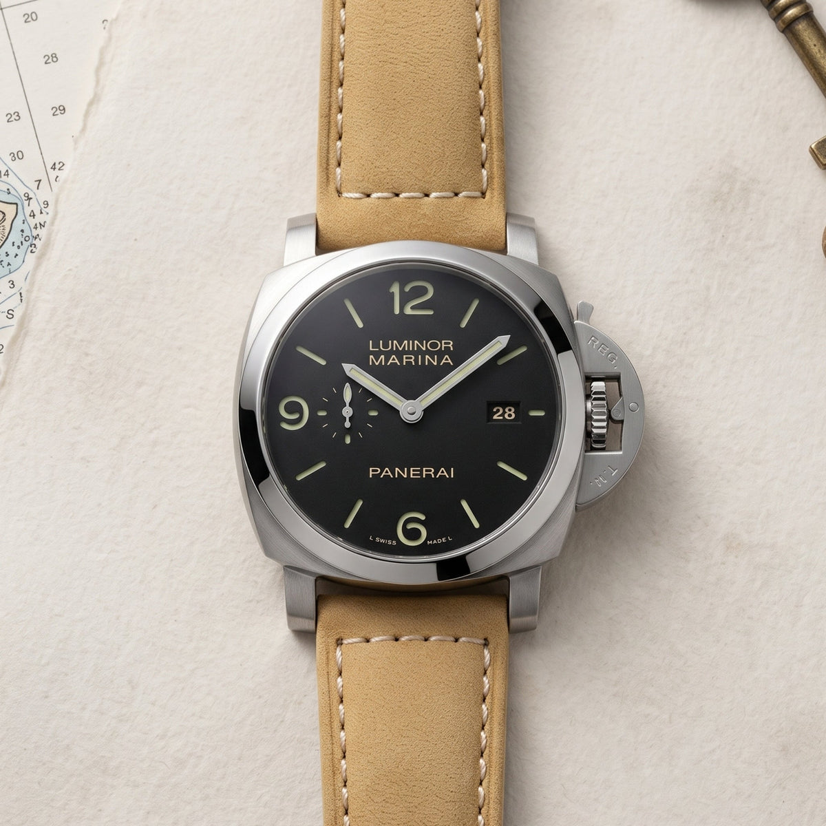 Leder Armband - Für Panerai - Tan Beige - Helvetus