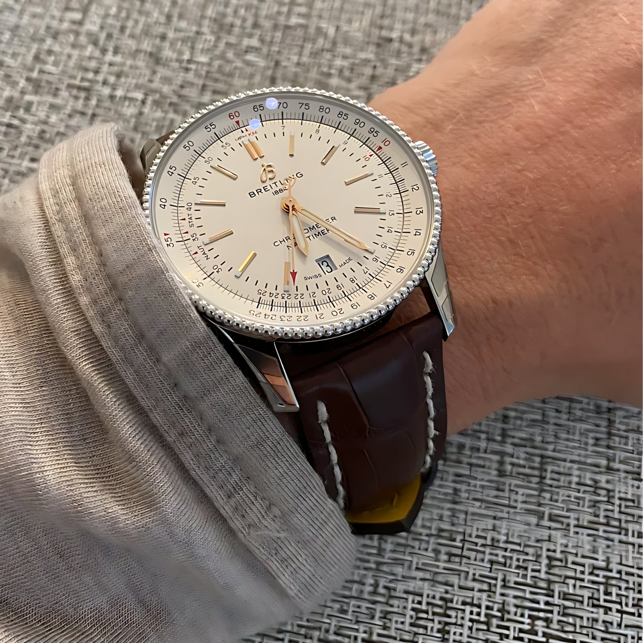Leder Armband - für Breitling Uhren - Braun - Helvetus DE