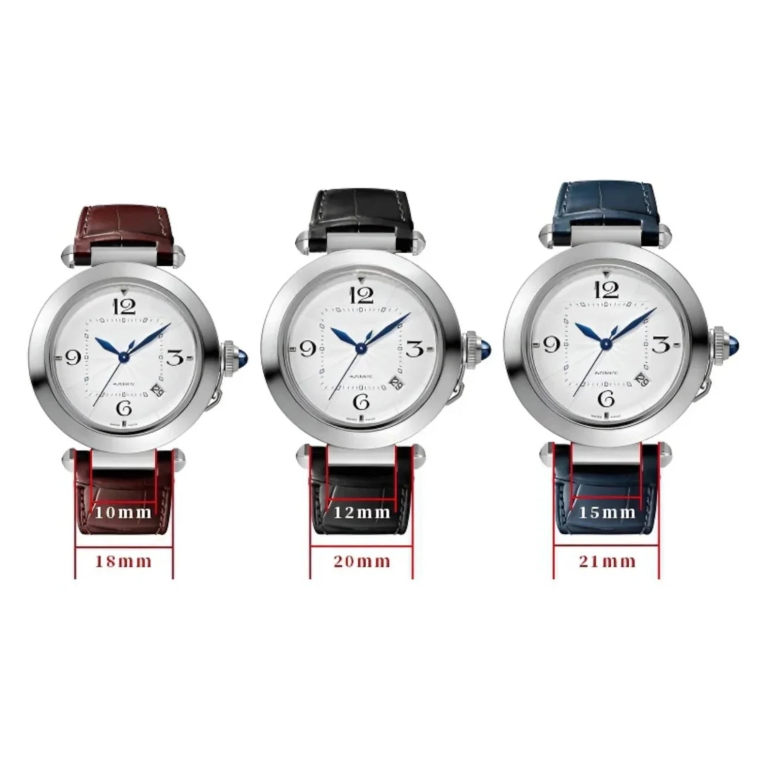 Leder Armband - für Cartier Pasha - Blau - Helvetus DE