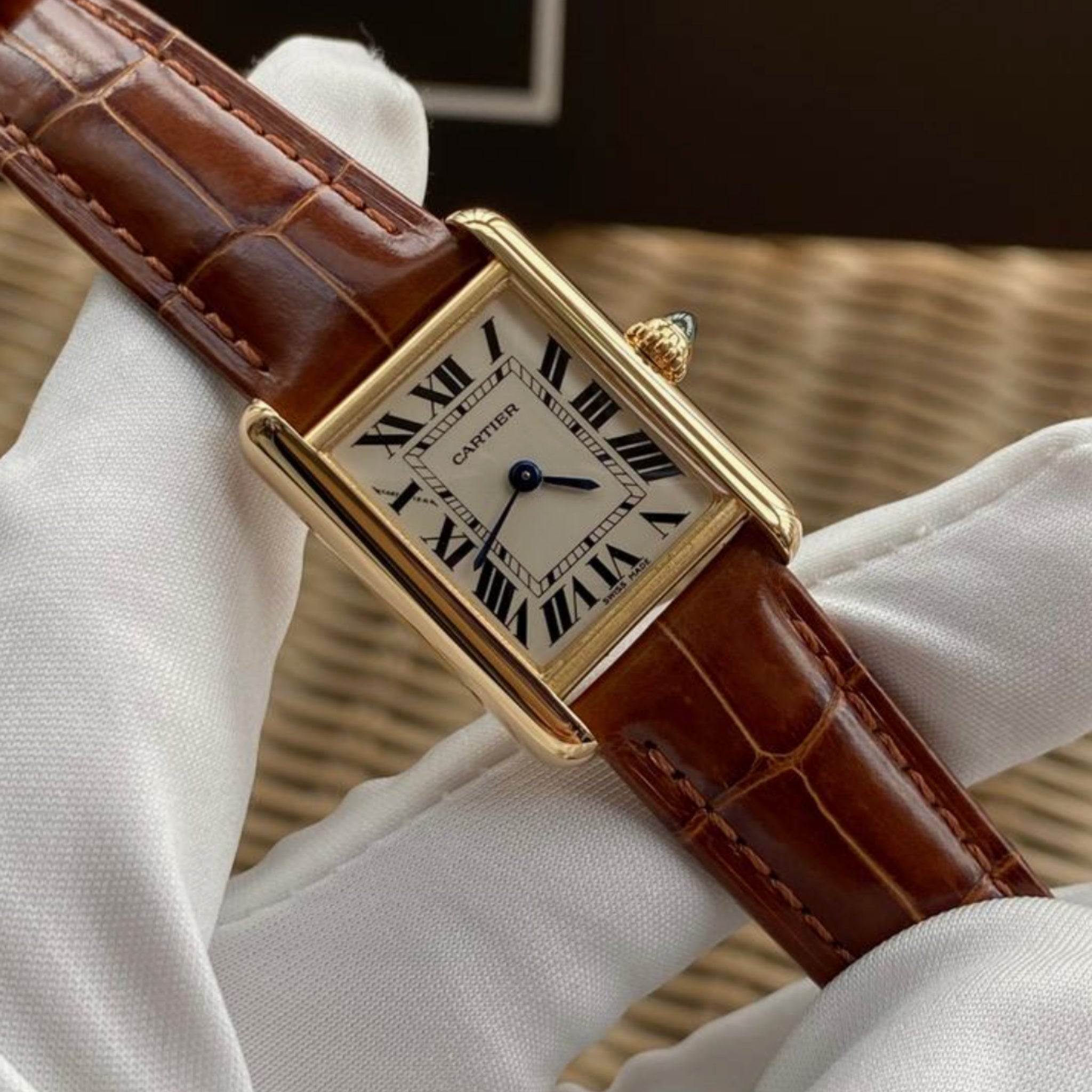 Leder Armband - für Cartier Tank - Braun - Helvetus DE